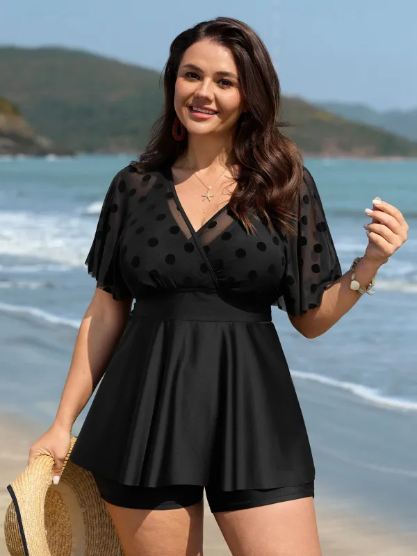 Polka Dots Sheer Swim Top made by Bloomchic