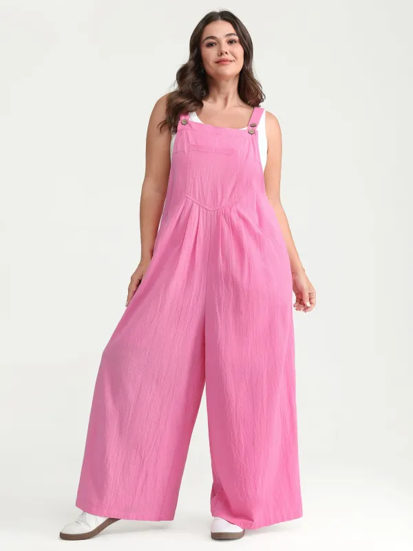 Pure Cotton Plain Adjustable Overall Jumpsuit made by Bloomchic