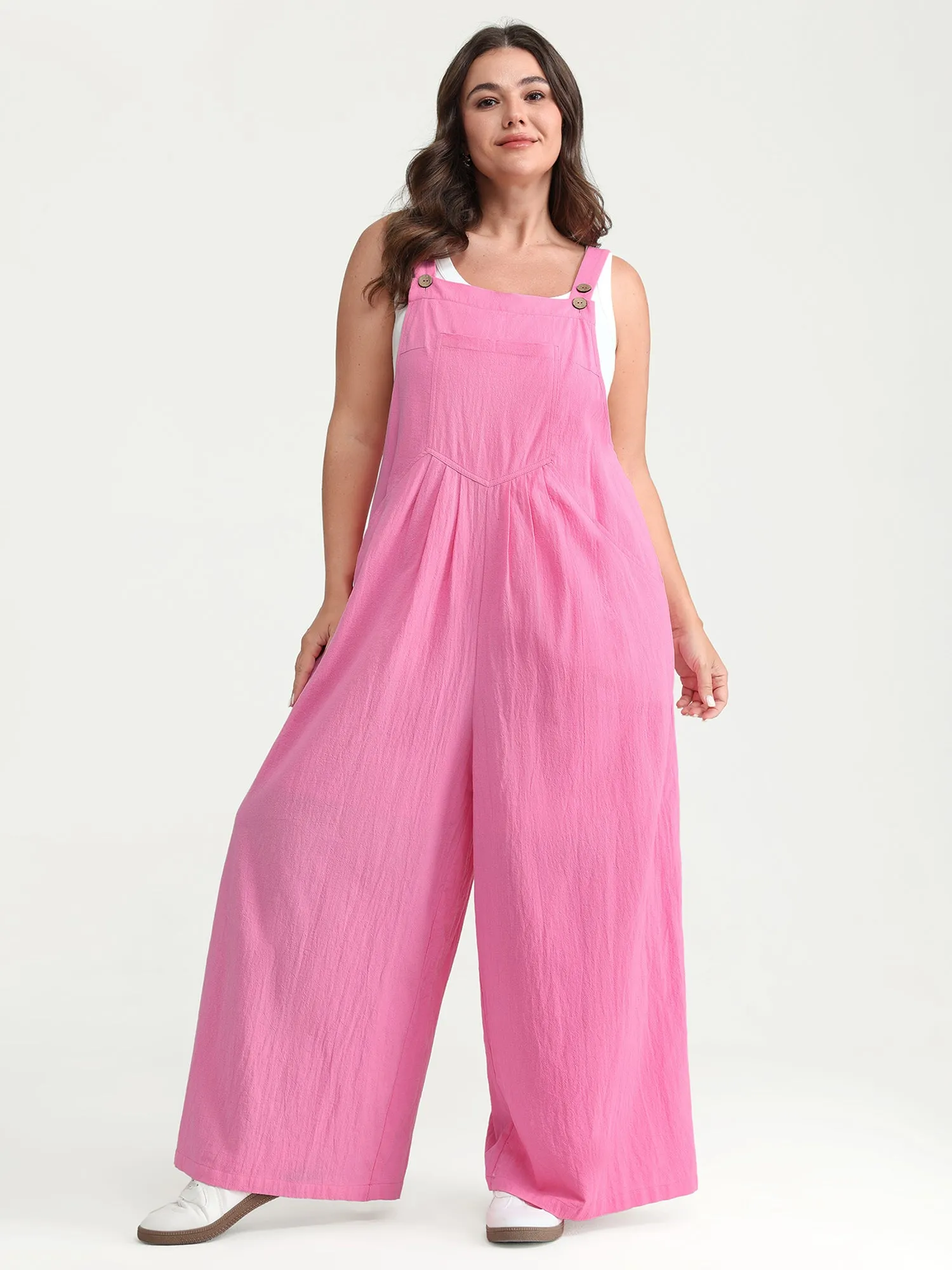 Pure Cotton Plain Adjustable Overall Jumpsuit sold by Bloomchic