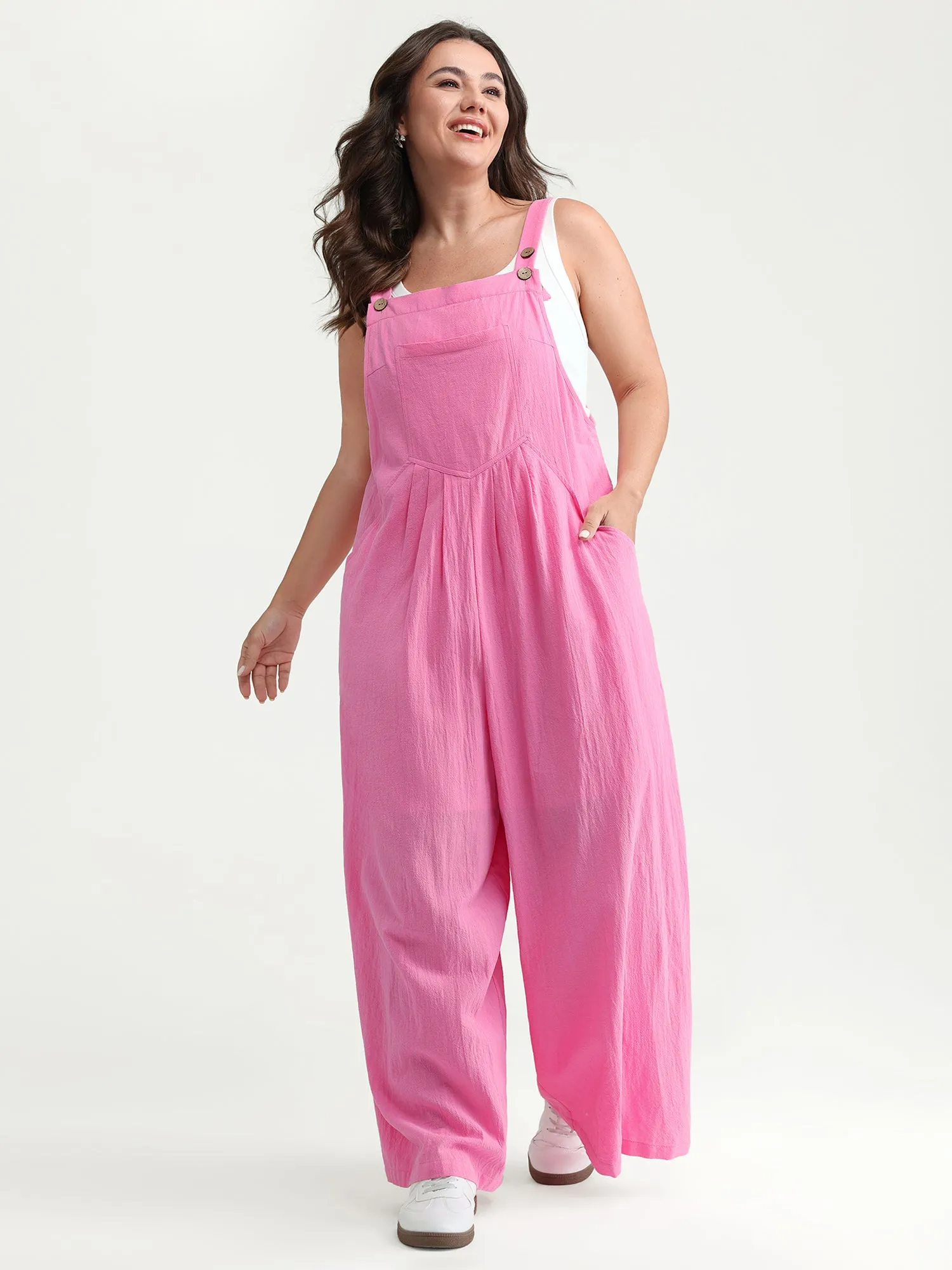 Pure Cotton Plain Adjustable Overall Jumpsuit sold by Bloomchic product image thumbnail 3