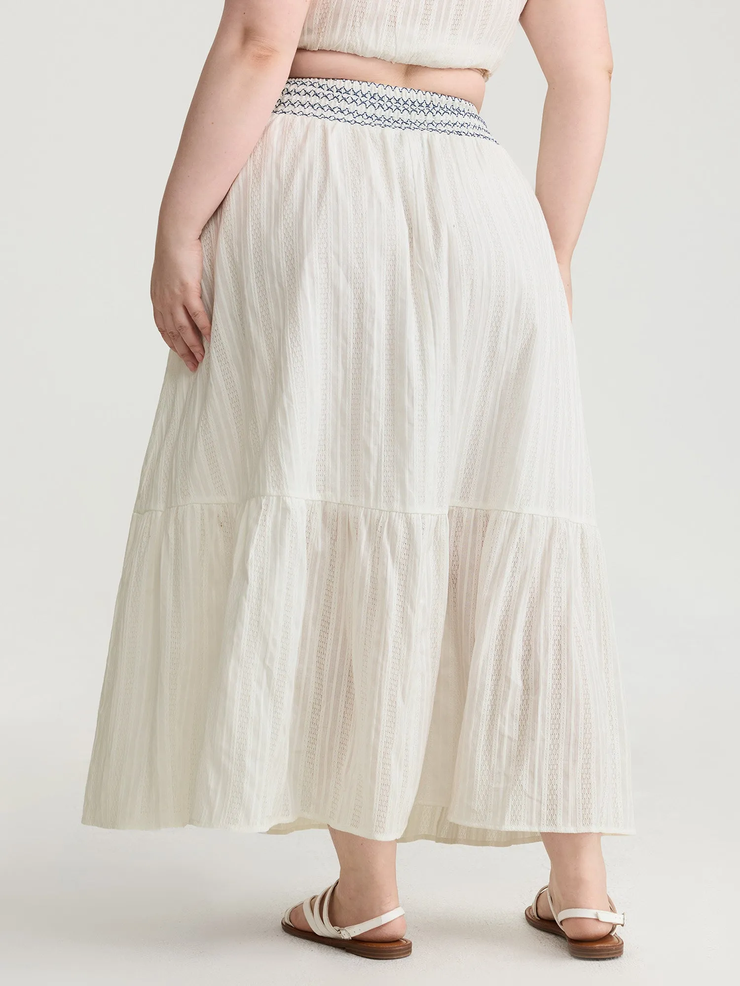 Cotton Shirred Contrast Waist Pockets Maxi Skirt sold by Bloomchic product image thumbnail 5
