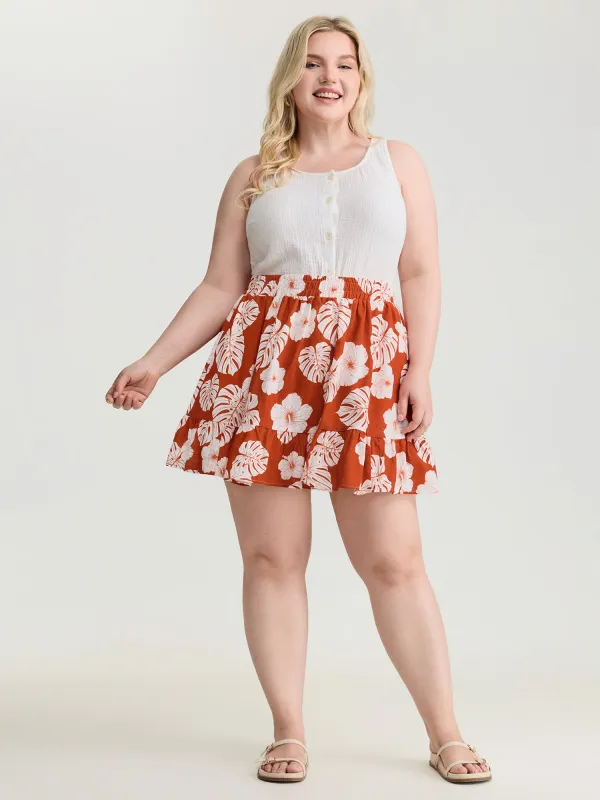 Cotton Large Floral Print Flowy Midi Skirt made by Bloomchic