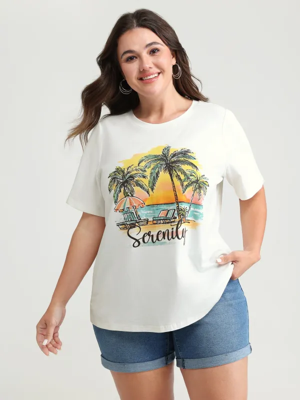 Serenity Pure Cotton Round Neck T-Shirt made by Bloomchic