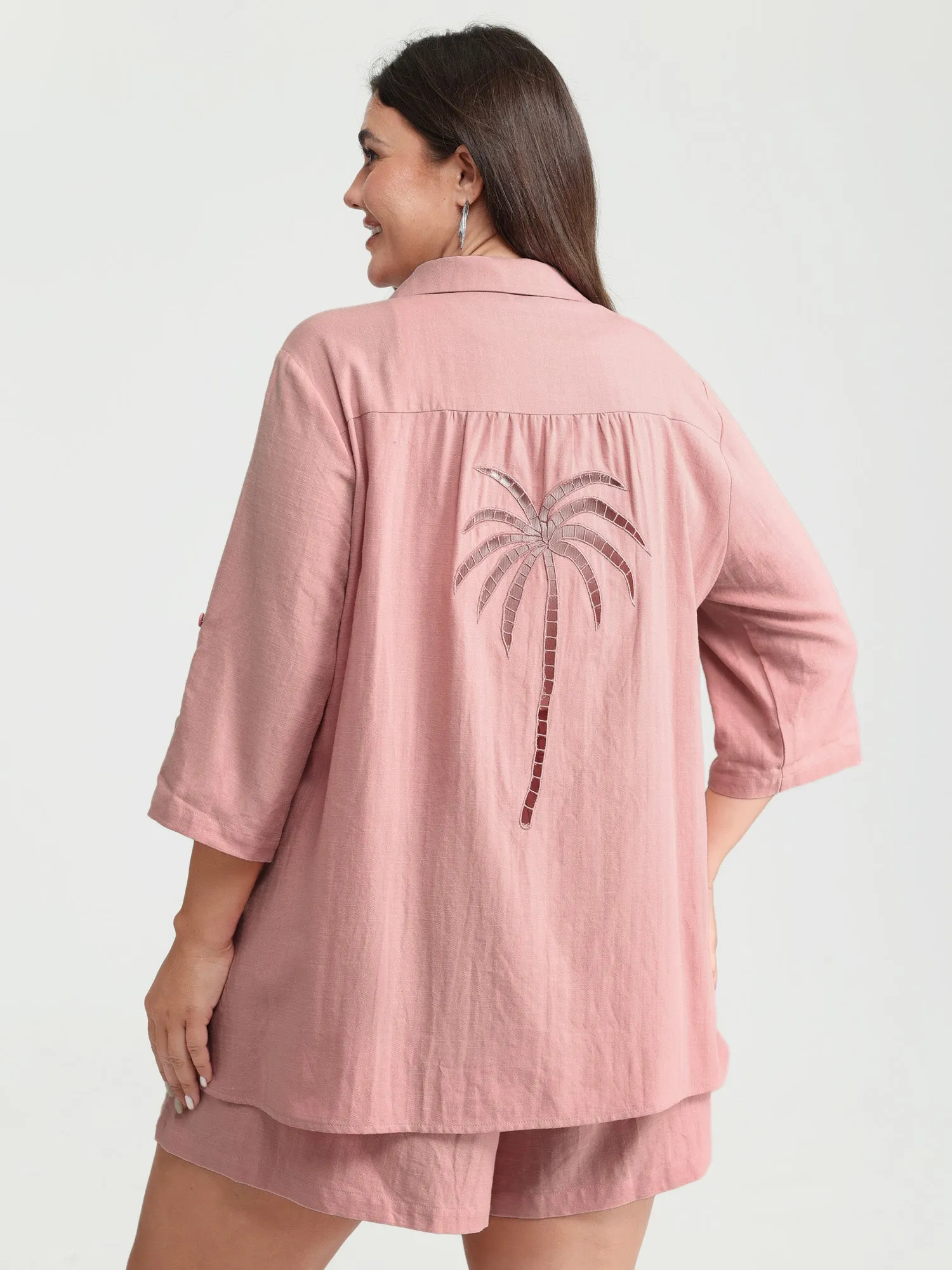 Tropical Embroidered Button-Down Shirt sold by Bloomchic product image thumbnail 5