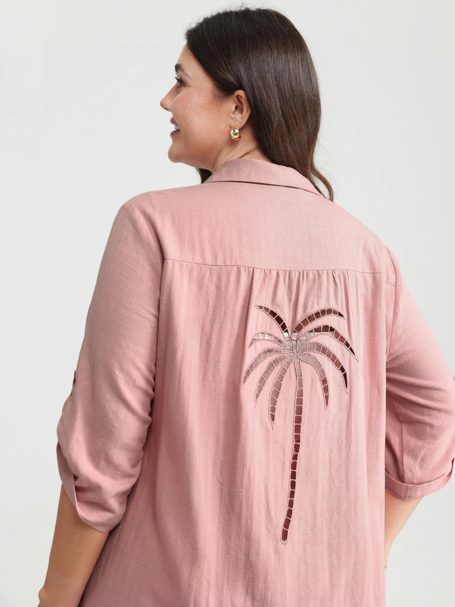 Tropical Embroidered Button-Down Shirt sold by Bloomchic product image thumbnail 4