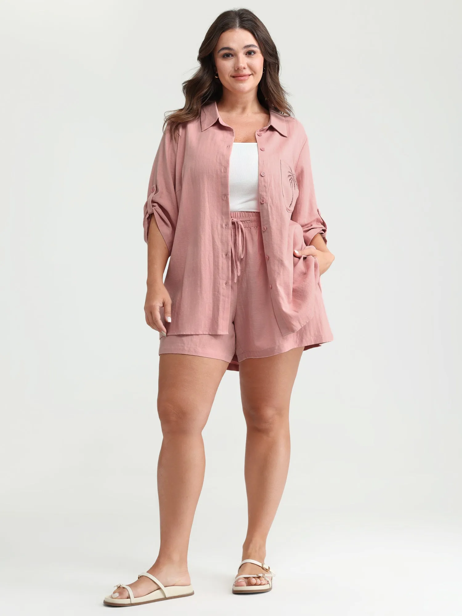 Tropical Embroidered Button-Down Shirt sold by Bloomchic product image thumbnail 3