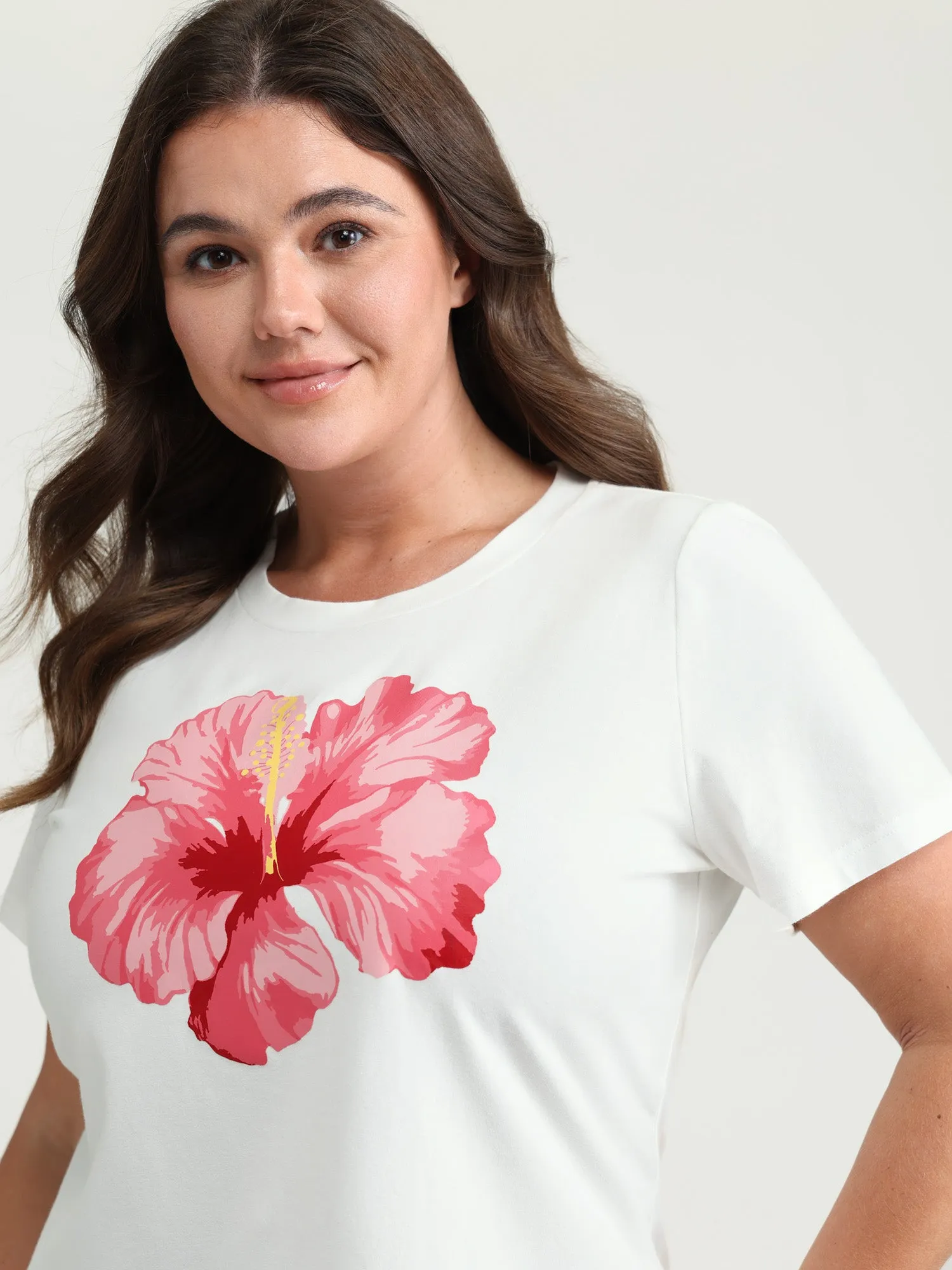 Cotton Bright Floral Print Crew Neckline T-Shirt sold by Bloomchic product image thumbnail 2