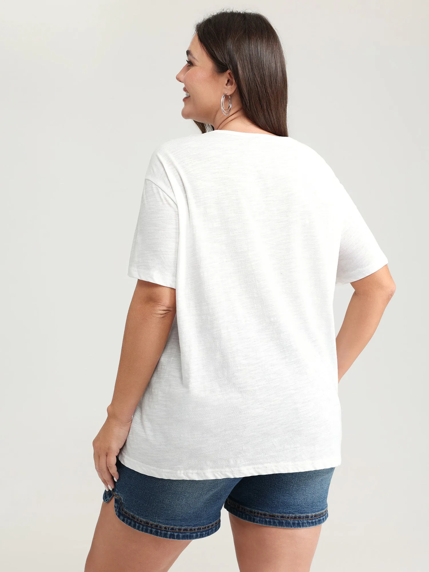 Pure Cotton Keyhole Neckline Flowy T-Shirt sold by Bloomchic product image thumbnail 4