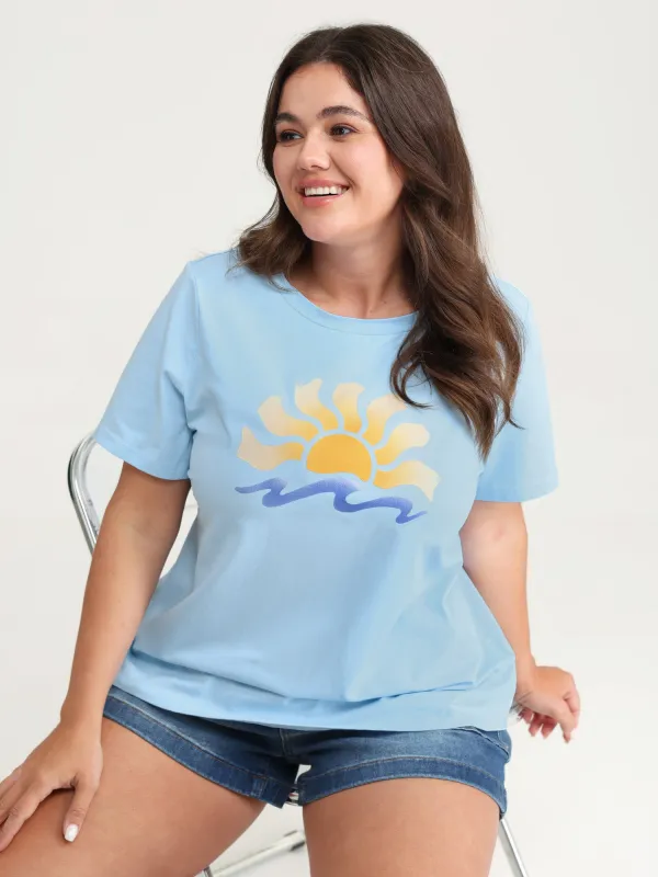 Cotton Sun Approved Crew Neck T-Shirt made by Bloomchic