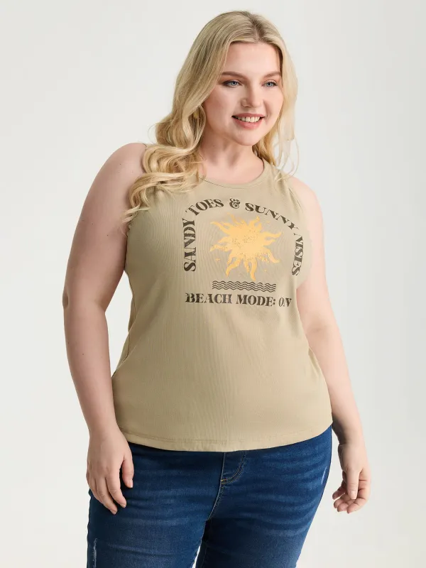Round Neck Beach Mode Tank Top made by Bloomchic