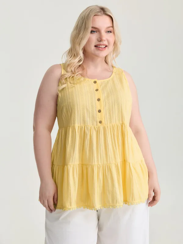 Pure Cotton Textured Tiered Tank Top made by Bloomchic