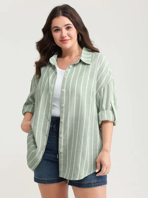 Adjustable Tab Sleeve Button-Down Shirt made by Bloomchic