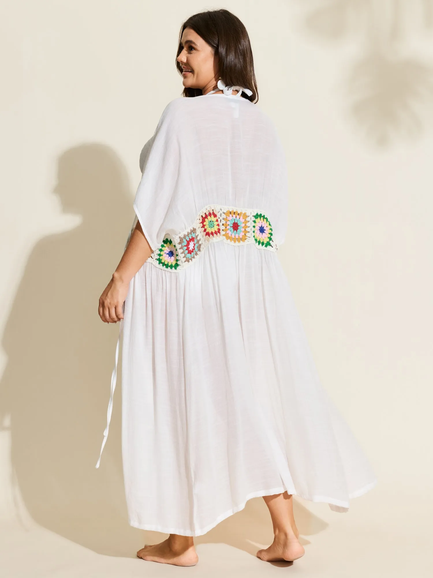 Colorful Crochet Floral Waist-Defining Swim Cover-Up sold by Bloomchic product image thumbnail 4
