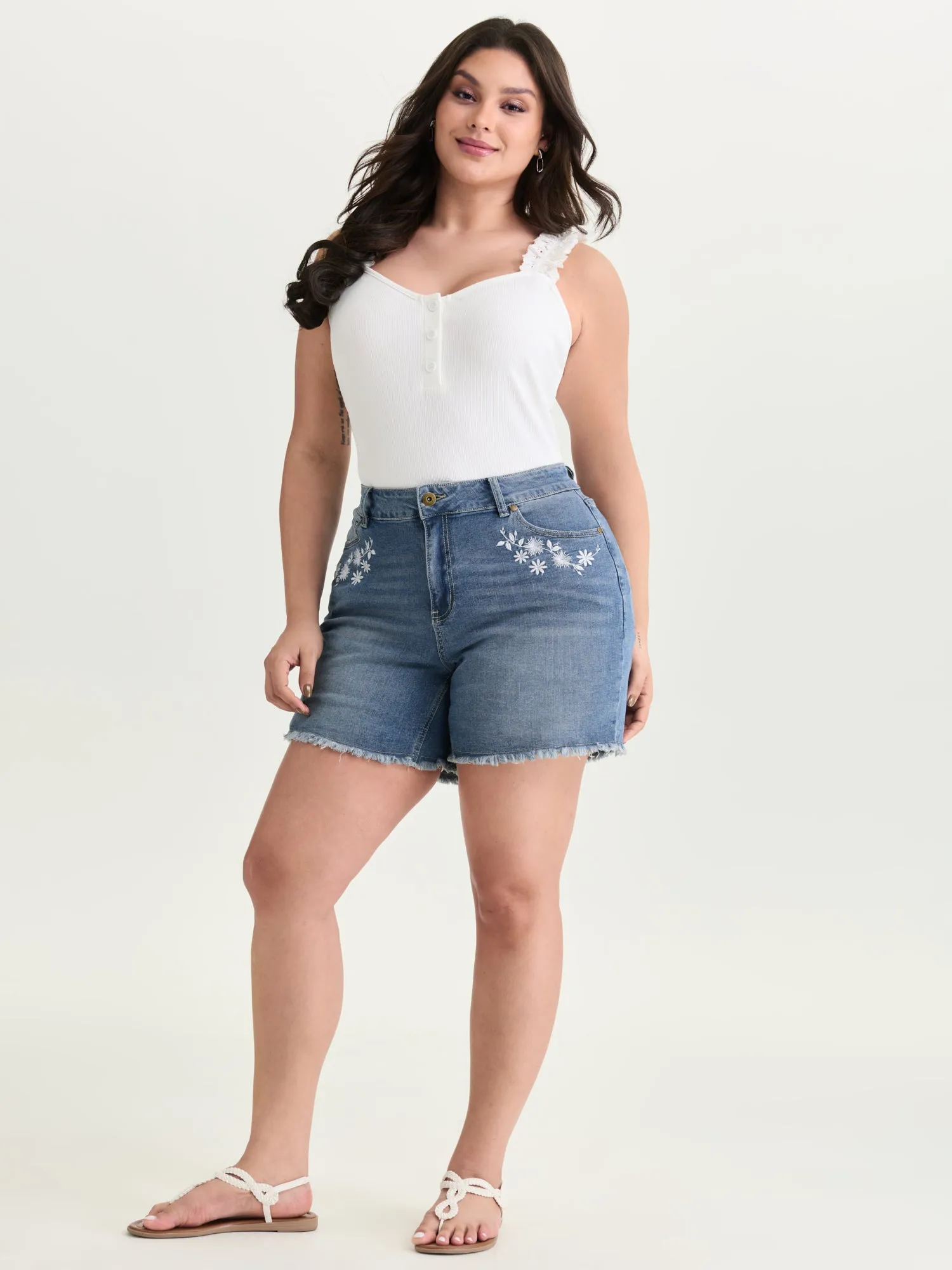 No Gap Waist Skinny-Fit Denim Shorts sold by Bloomchic