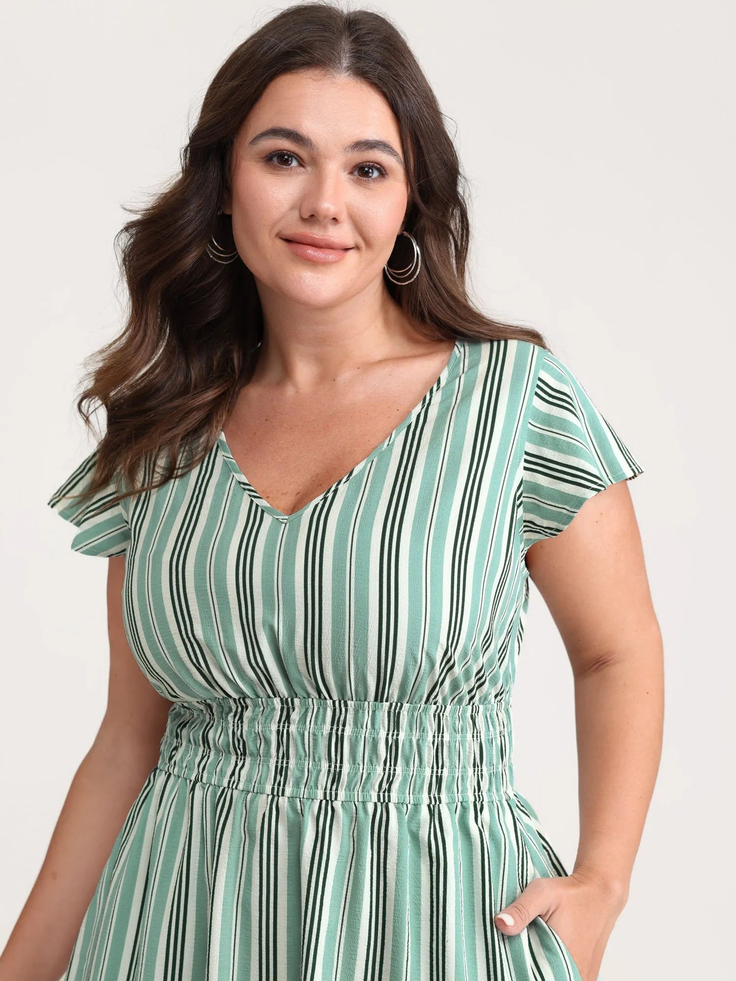 Breezy Stripe Print Pockets Mini Dress sold by Bloomchic product image thumbnail 2