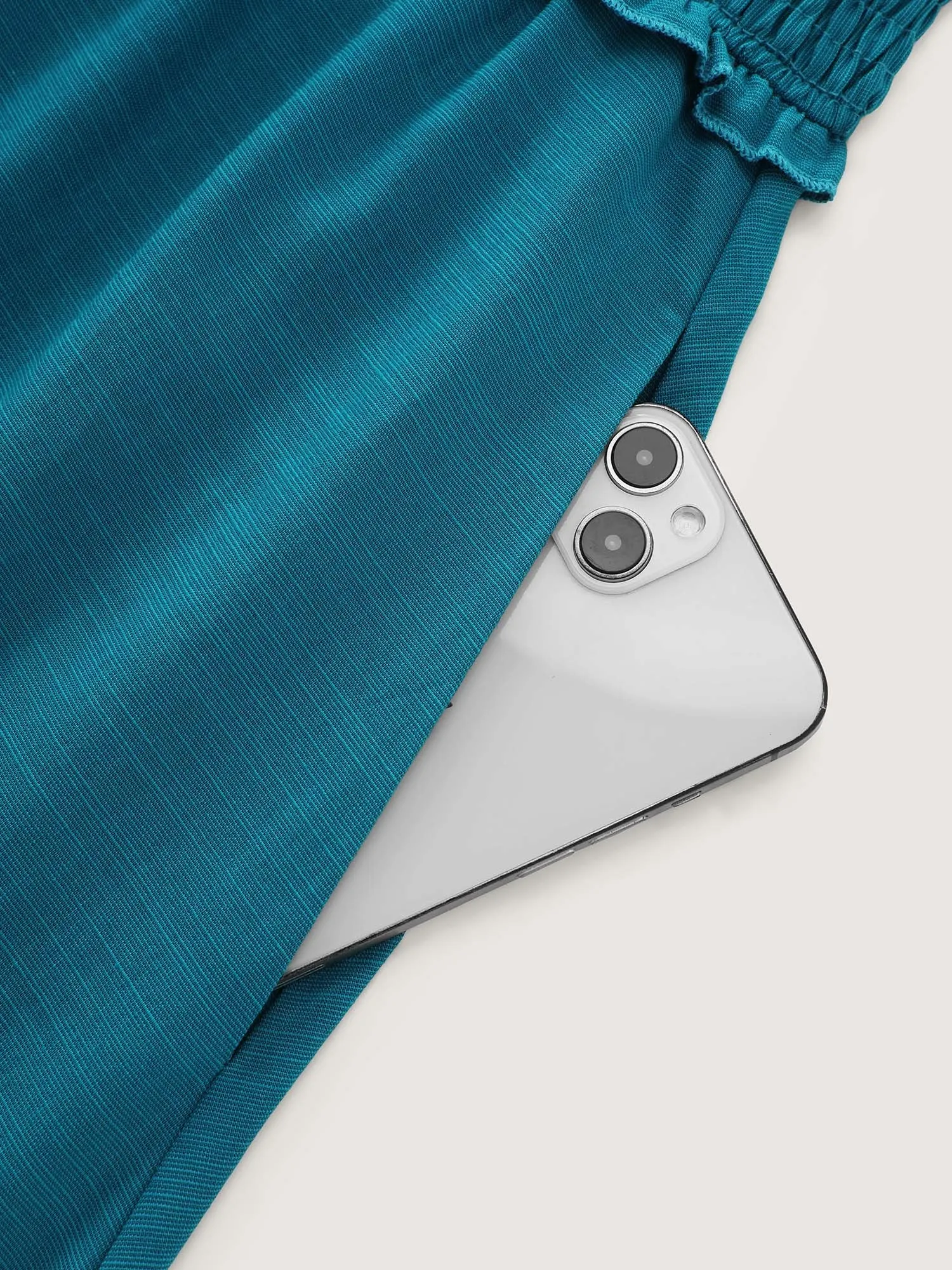 Wide Shirred Waist Surplice Neck Midi Dress sold by Bloomchic product image thumbnail 5