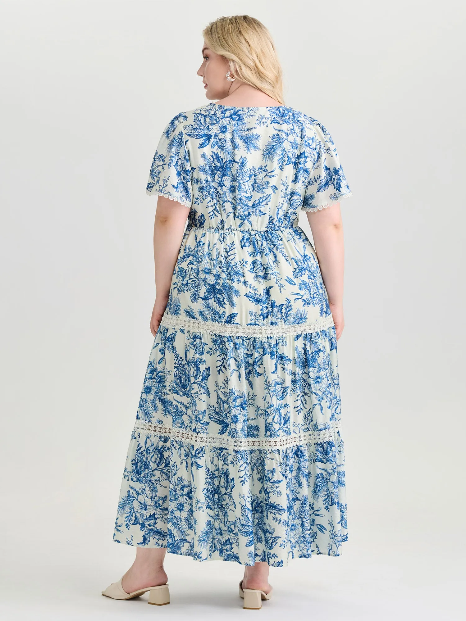 Femme Floral Print Lace Trim Maxi Dress sold by Bloomchic product image thumbnail 4