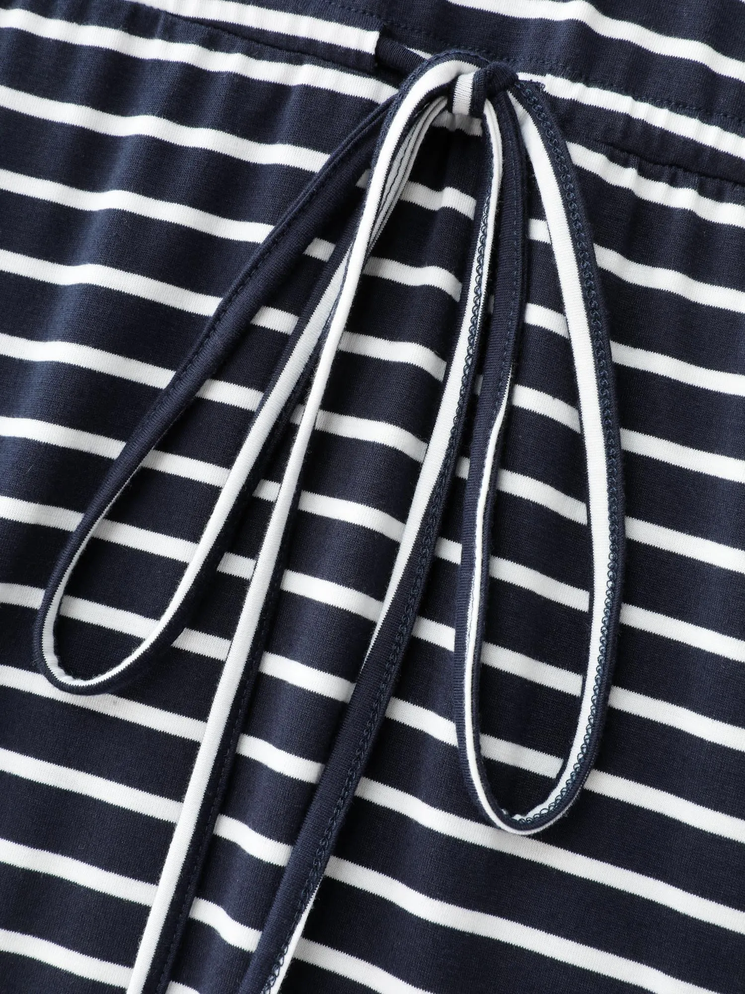 Monochrome Striped Cold-Shoulder Pockets Midi Dress sold by Bloomchic product image thumbnail 5