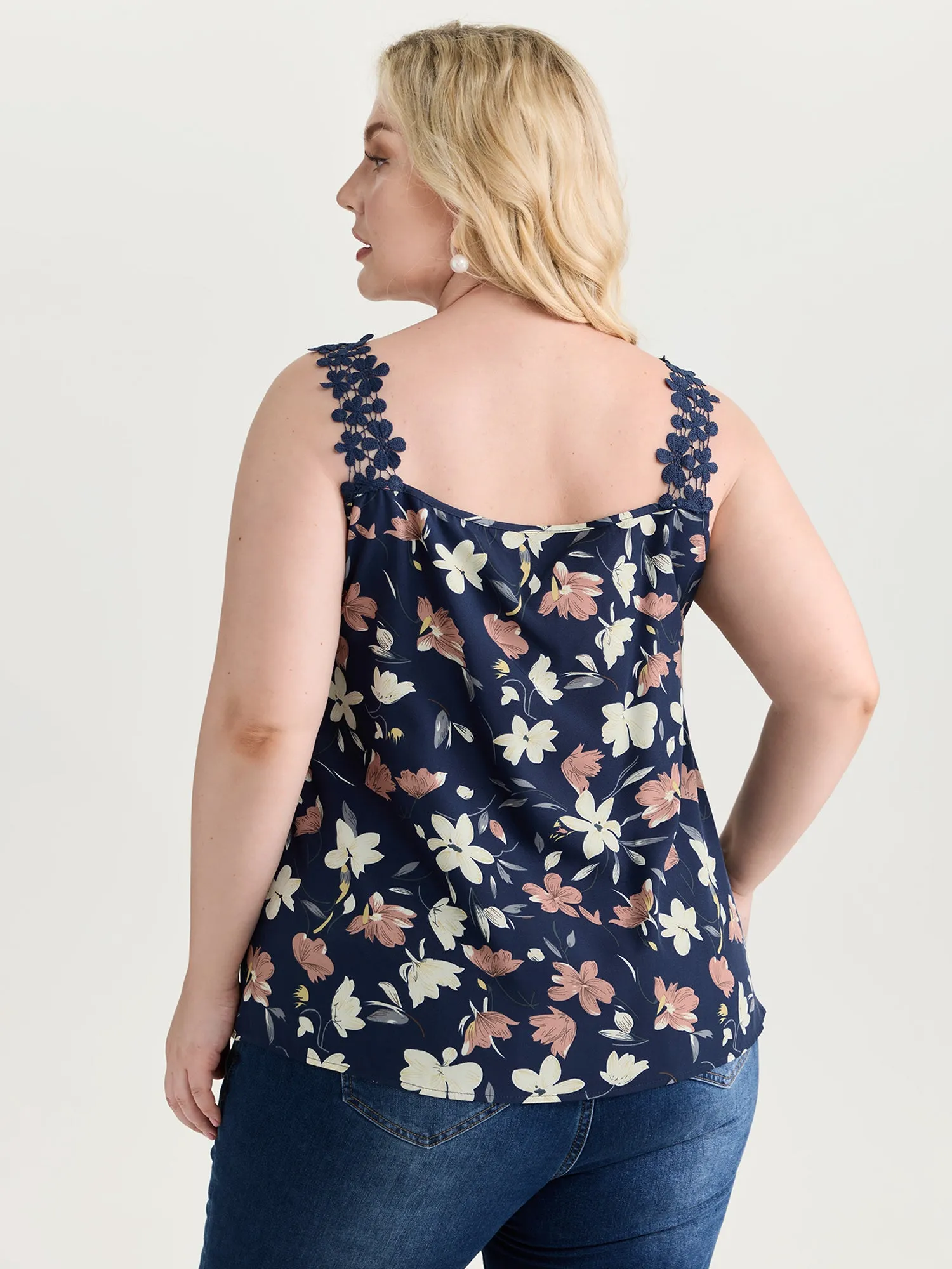 Floral Patchwork Lace Straps Tank Top sold by Bloomchic product image thumbnail 4