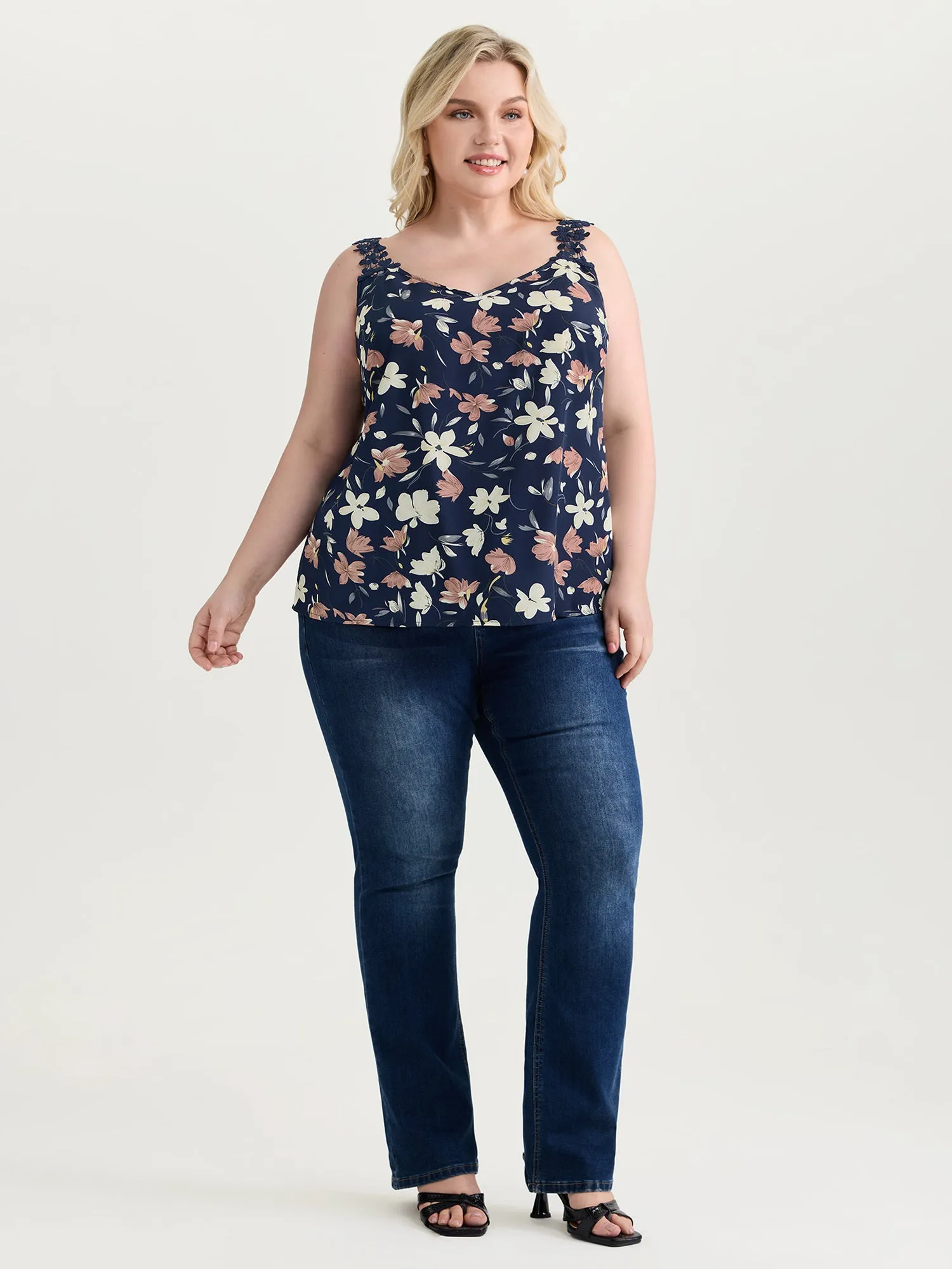 Floral Patchwork Lace Straps Tank Top sold by Bloomchic product image thumbnail 3