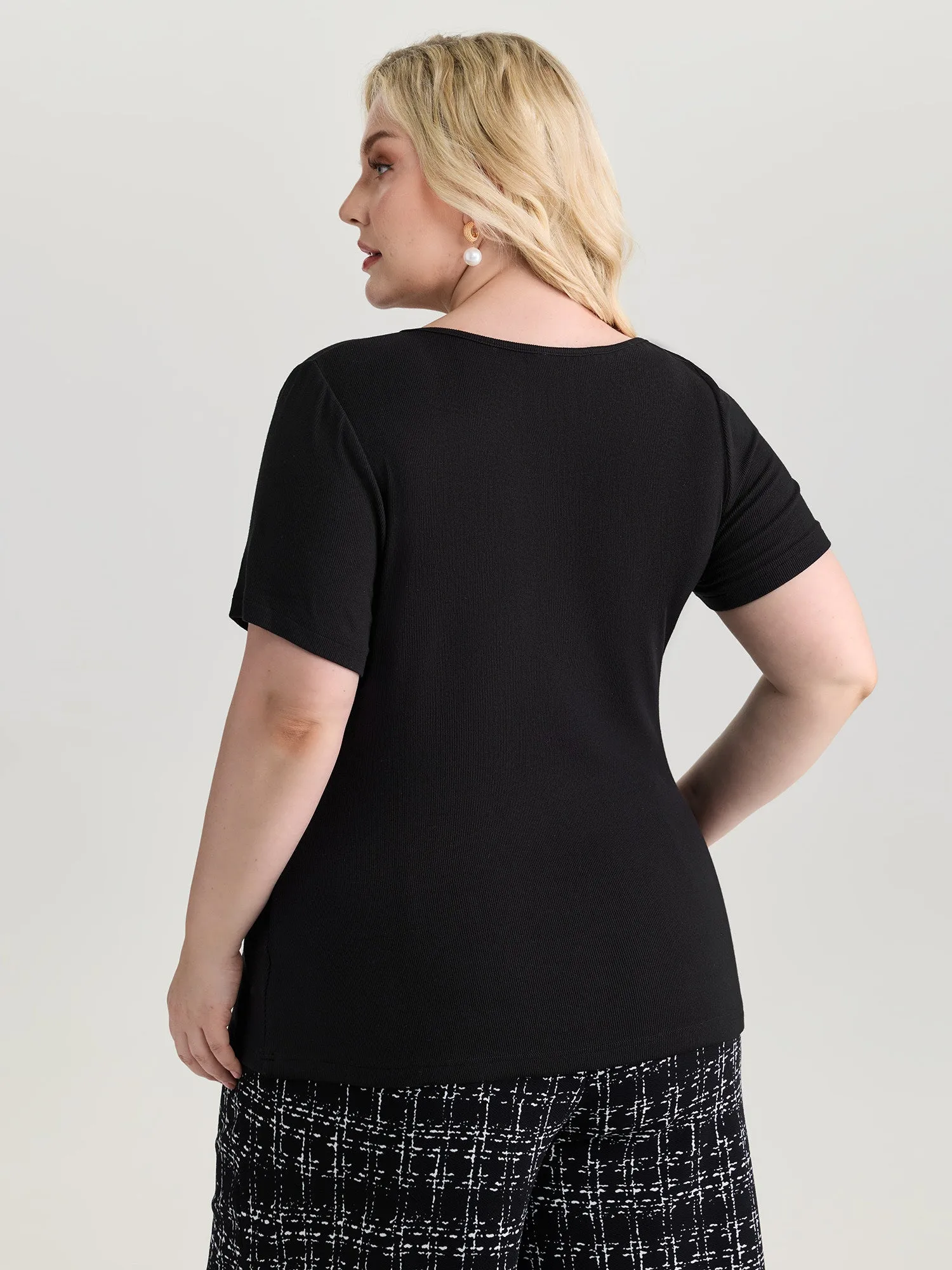 3D Flower Detail Asymmetrical Neckline Top sold by Bloomchic product image thumbnail 4