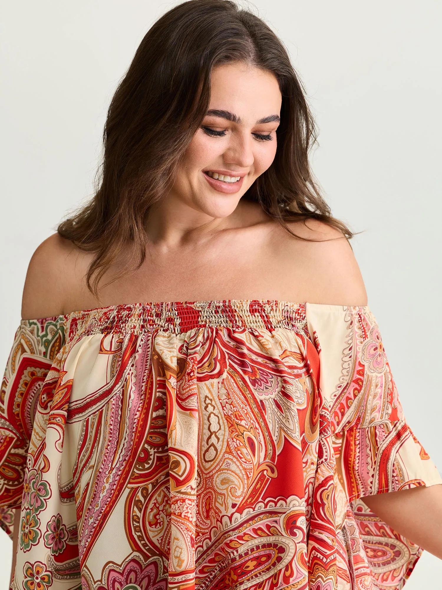 Colorful Paisley Print Off-Shoulder Blouse sold by Bloomchic product image thumbnail 2
