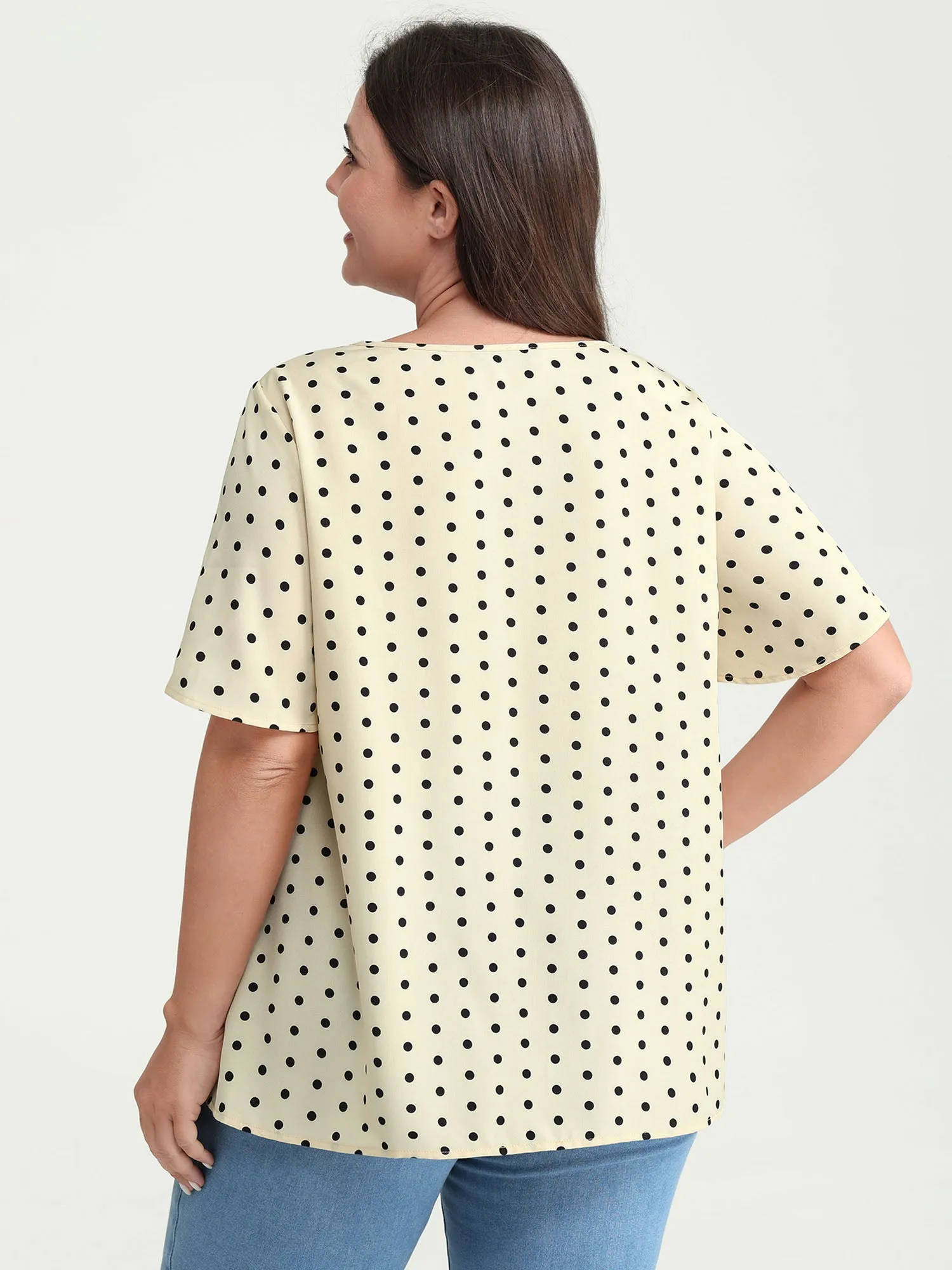 Polka Dot Elegance Lace Trim Blouse sold by Bloomchic product image thumbnail 4