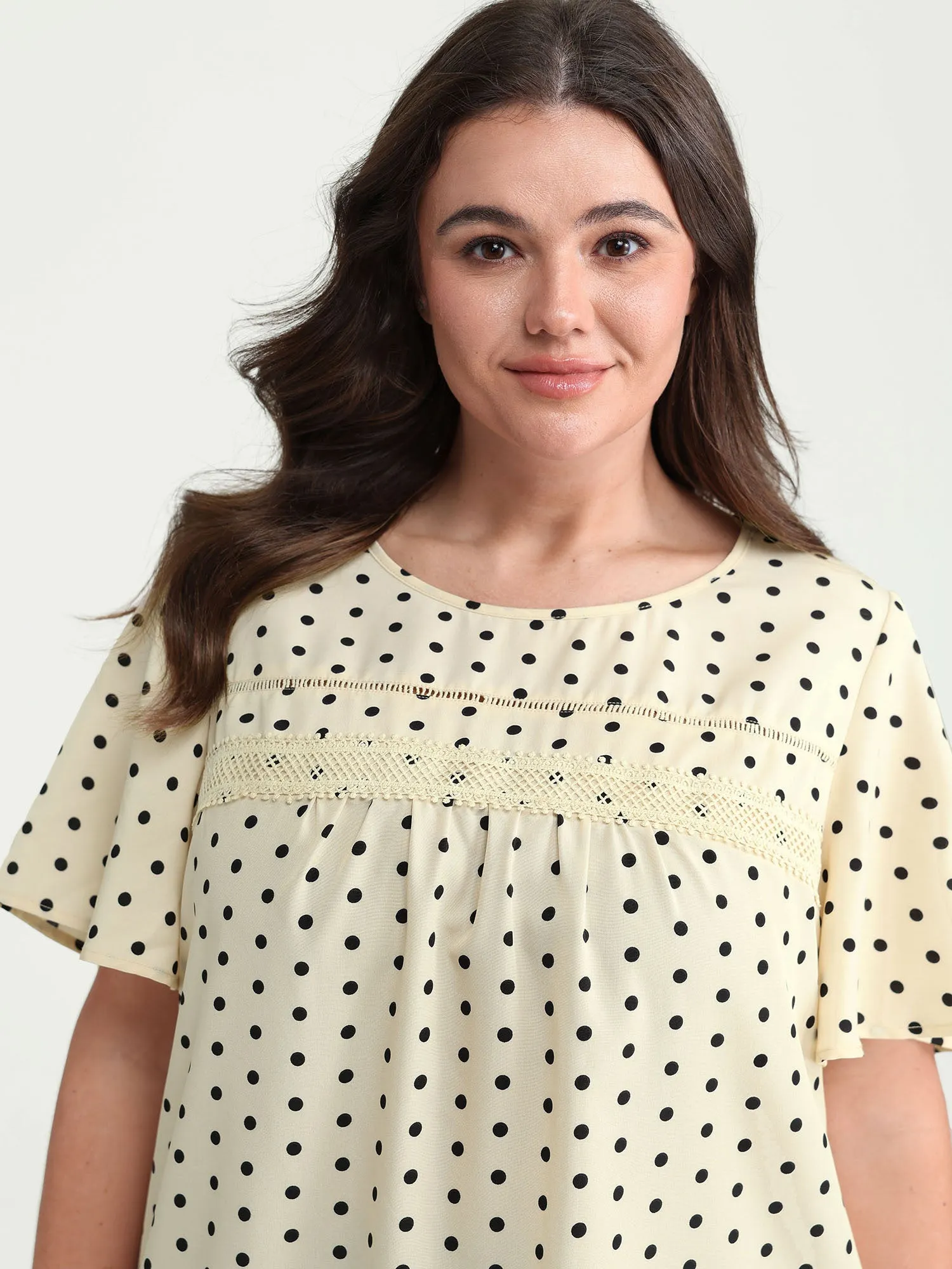 Polka Dot Elegance Lace Trim Blouse sold by Bloomchic product image thumbnail 2