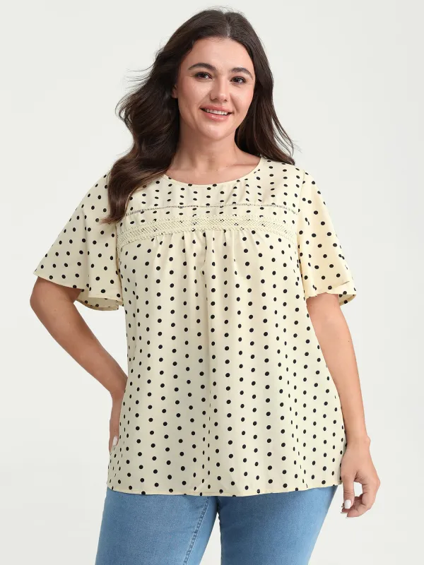 Polka Dot Elegance Lace Trim Blouse made by Bloomchic