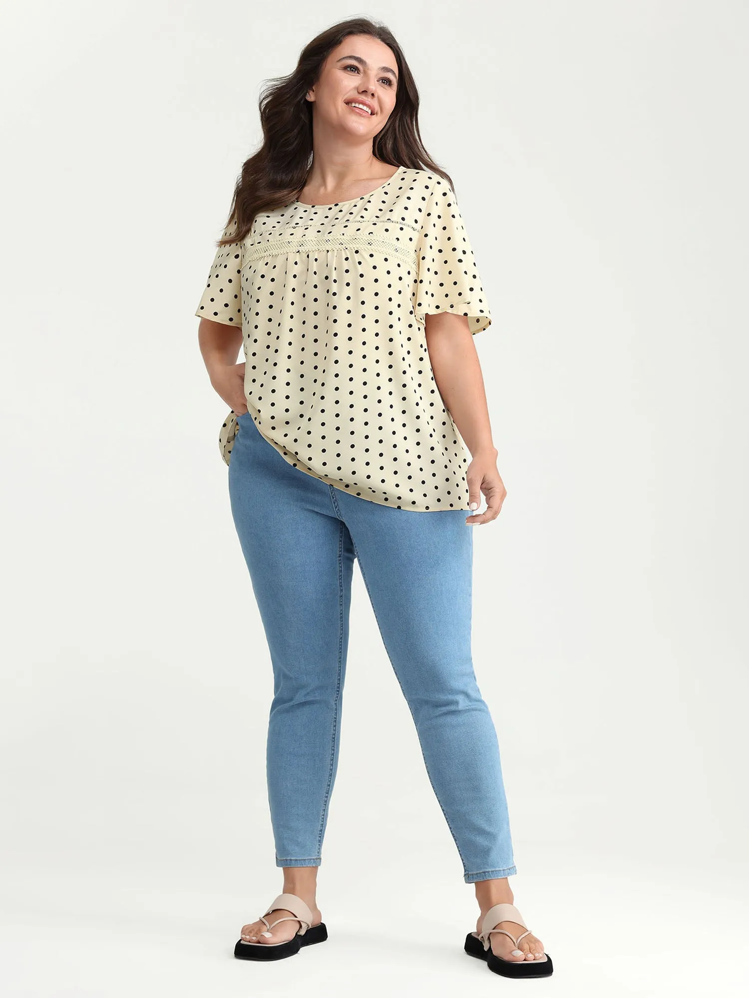 Polka Dot Elegance Lace Trim Blouse sold by Bloomchic product image thumbnail 3