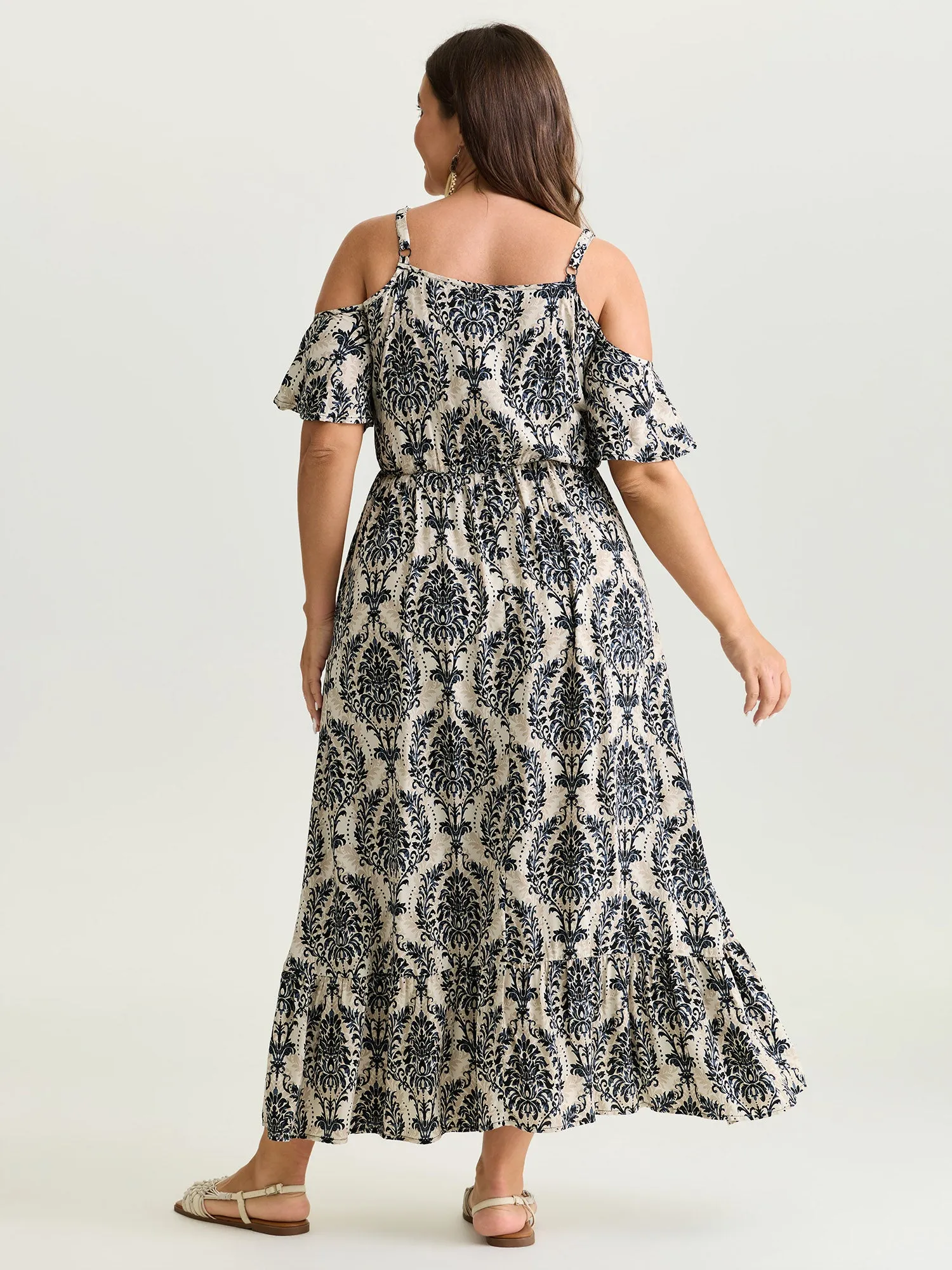 Ornate Print Cold-Shoulder Maxi Dress sold by Bloomchic product image thumbnail 4