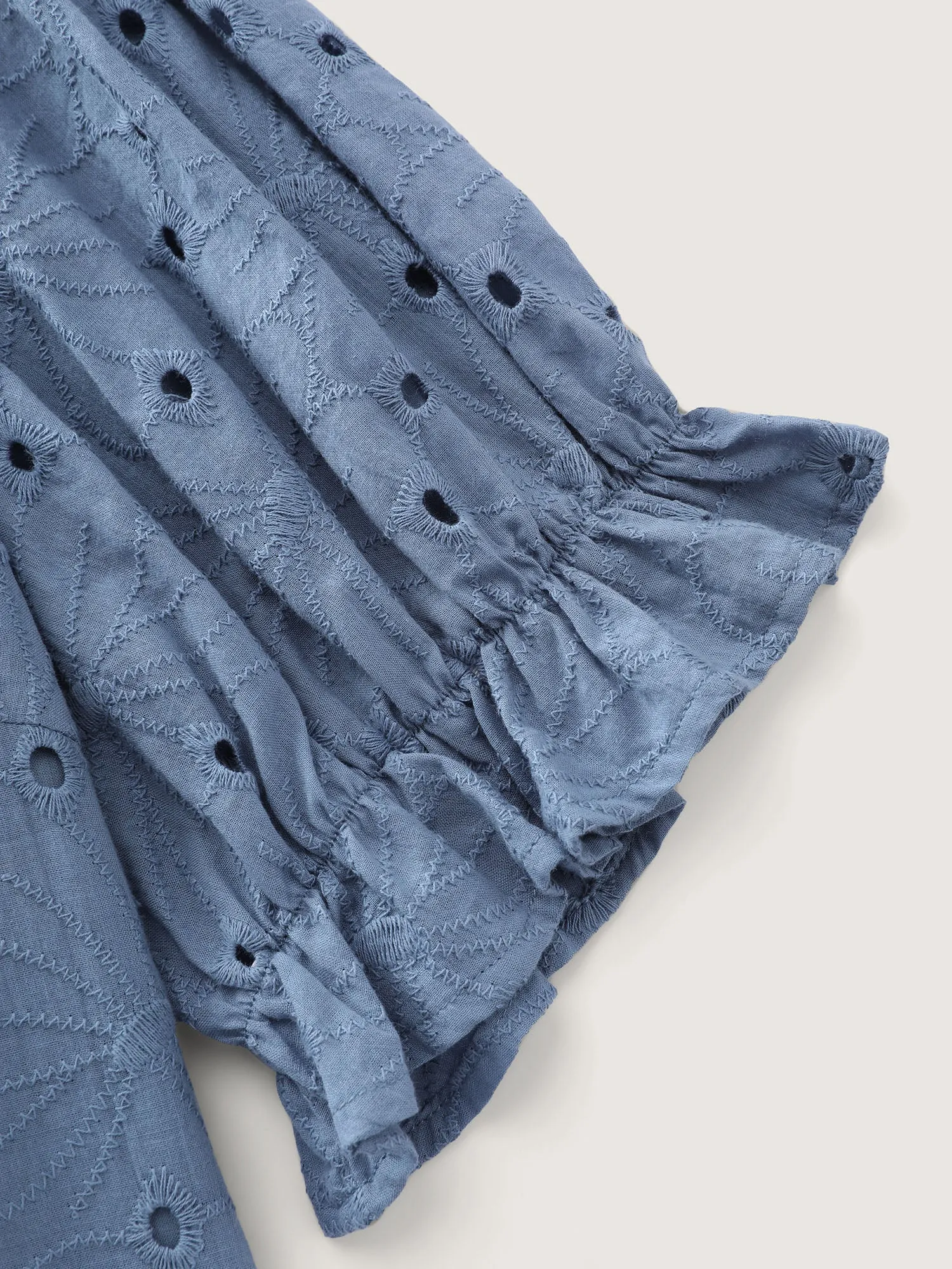 Floral Eyelet Trim Stretchy Cuff Sleeve Blouse sold by Bloomchic product image thumbnail 5