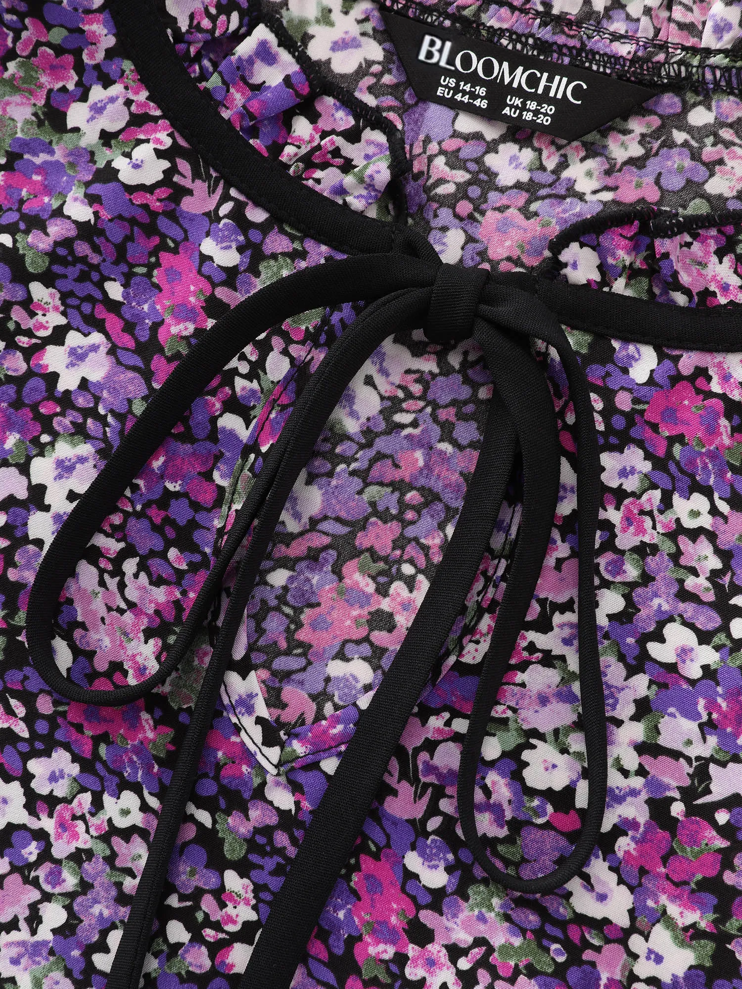Dense Floral Print Ruffled Mock Neck Blouse sold by Bloomchic product image thumbnail 5