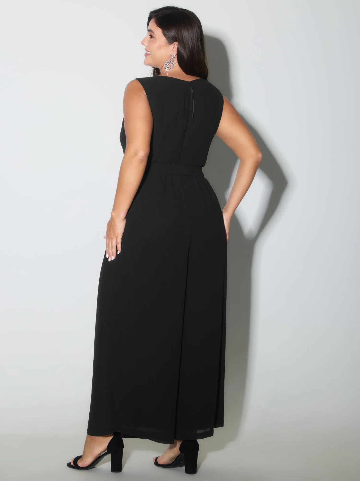 Metallic Buckle Layered Hem Slit Jumpsuit sold by Bloomchic product image thumbnail 4