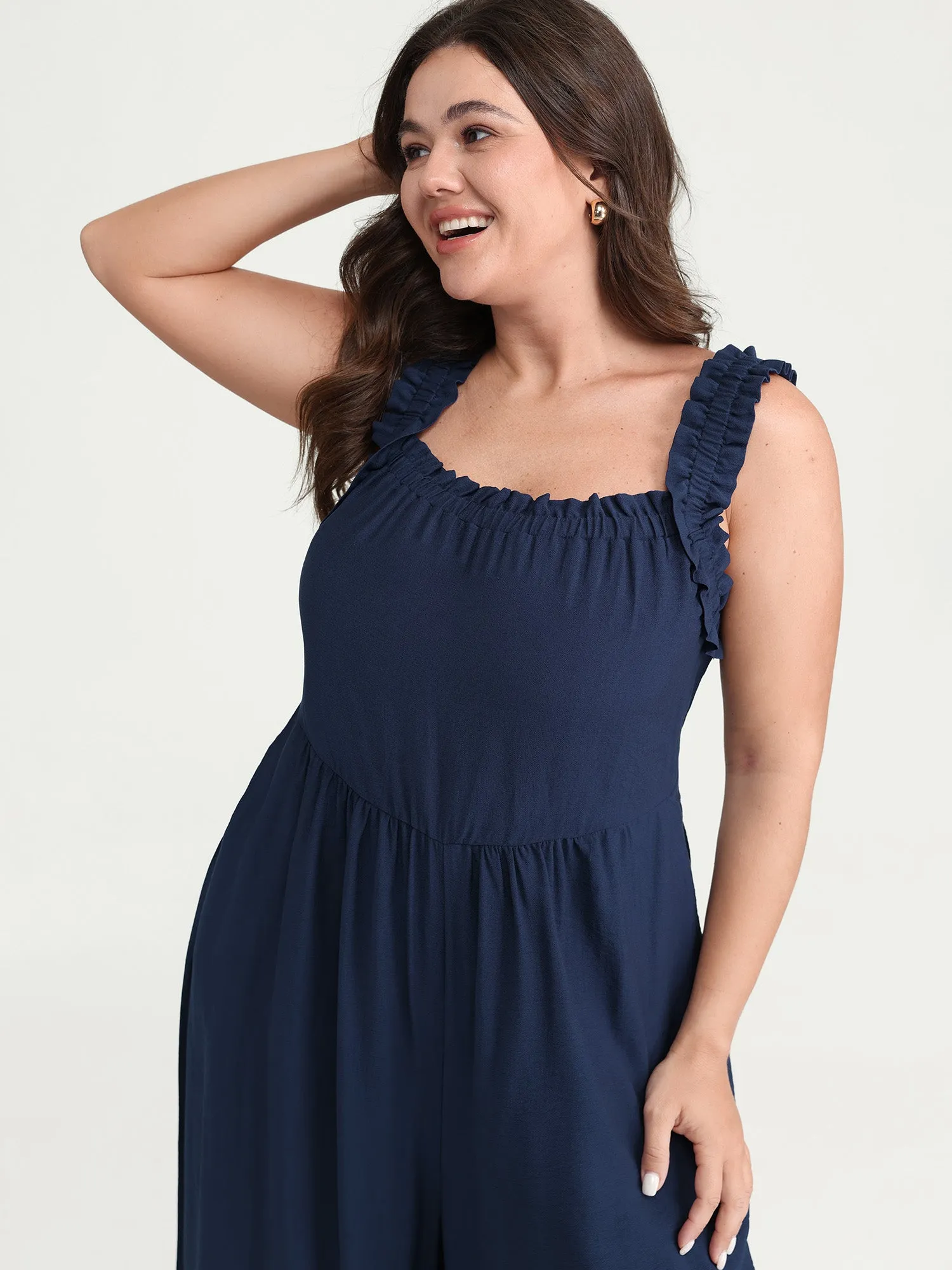 Shirred Wide-Straps Wide-Leg Jumpsuit sold by Bloomchic product image thumbnail 2