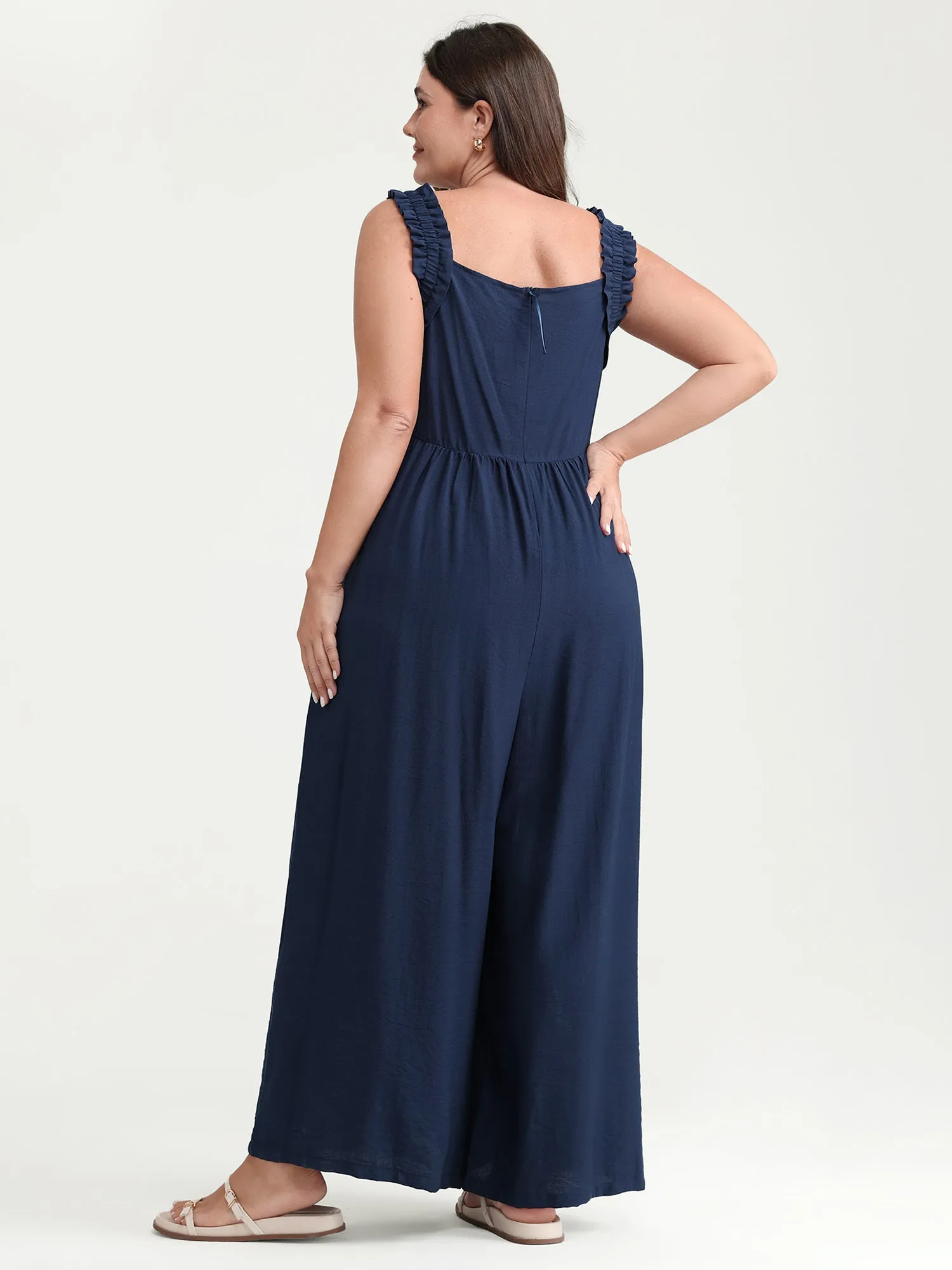 Shirred Wide-Straps Wide-Leg Jumpsuit sold by Bloomchic product image thumbnail 4