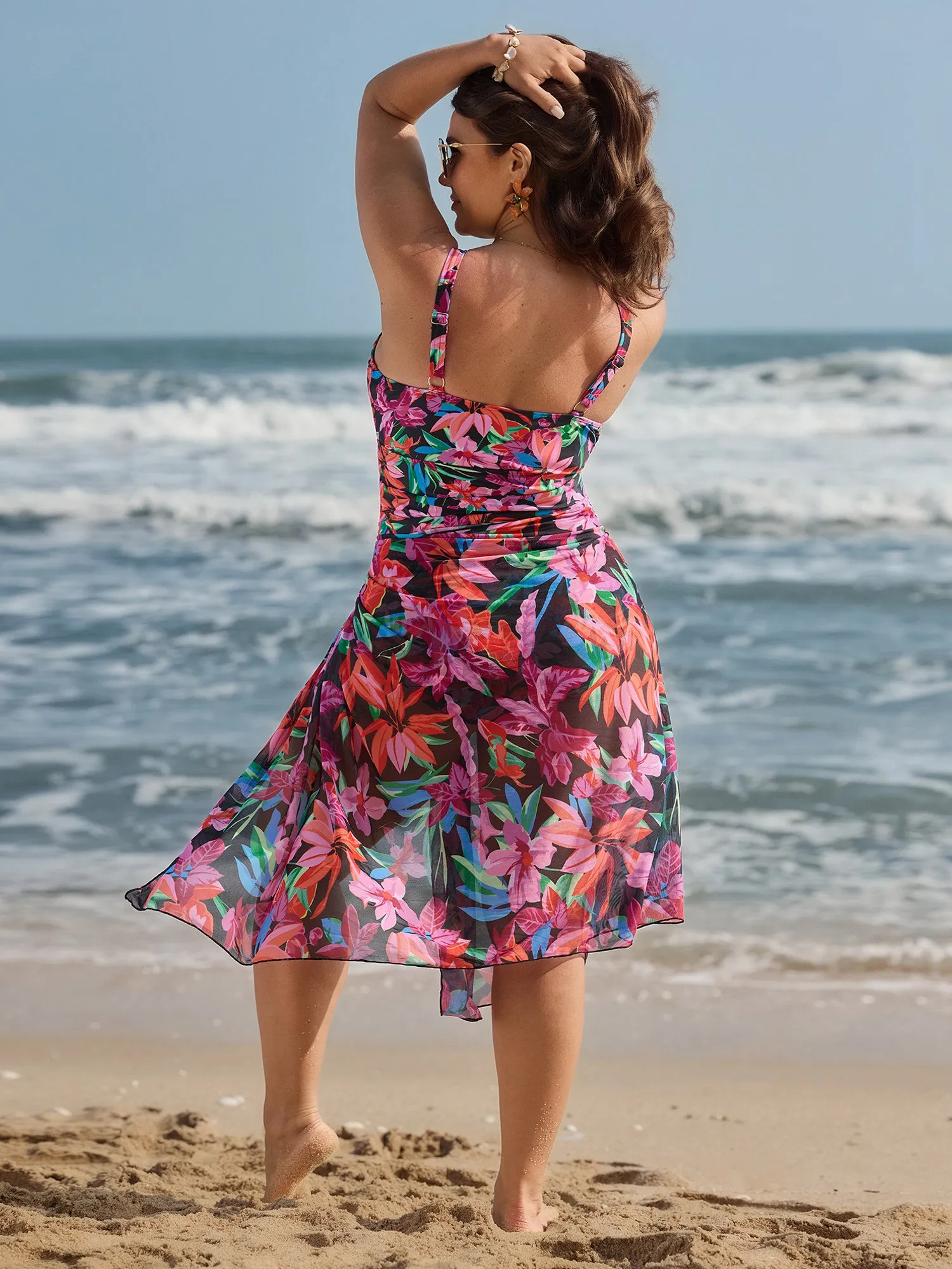 Tropical Escape Print Sarong One-Piece Swimsuit sold by Bloomchic product image thumbnail 5
