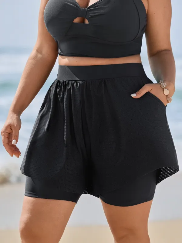 Full-Hip Coverage Pockets Spliced Swim Bottoms made by Bloomchic