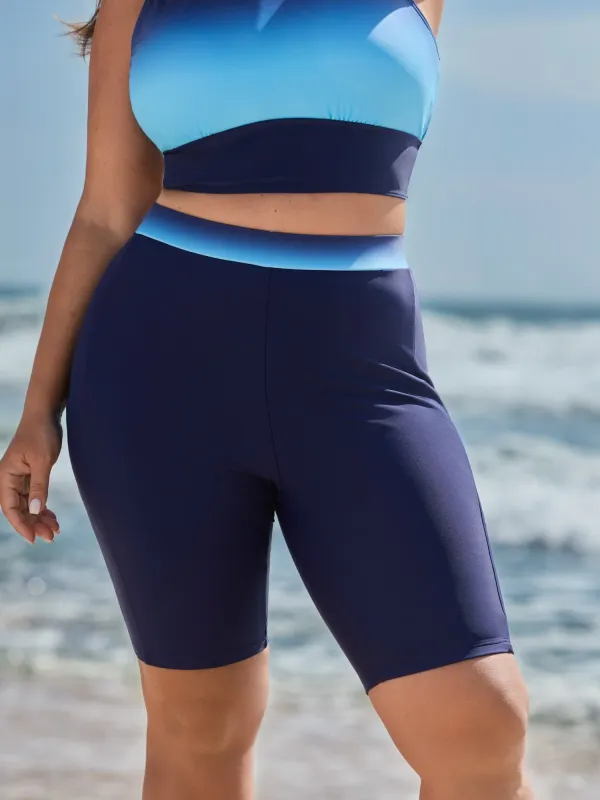 Color Gradient High-Waisted Swim Bottoms made by Bloomchic