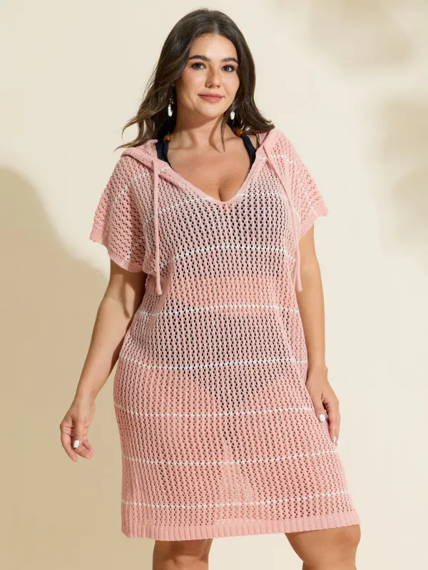 Cut-Out Hooded Drawstring Swim Cover-Up made by Bloomchic