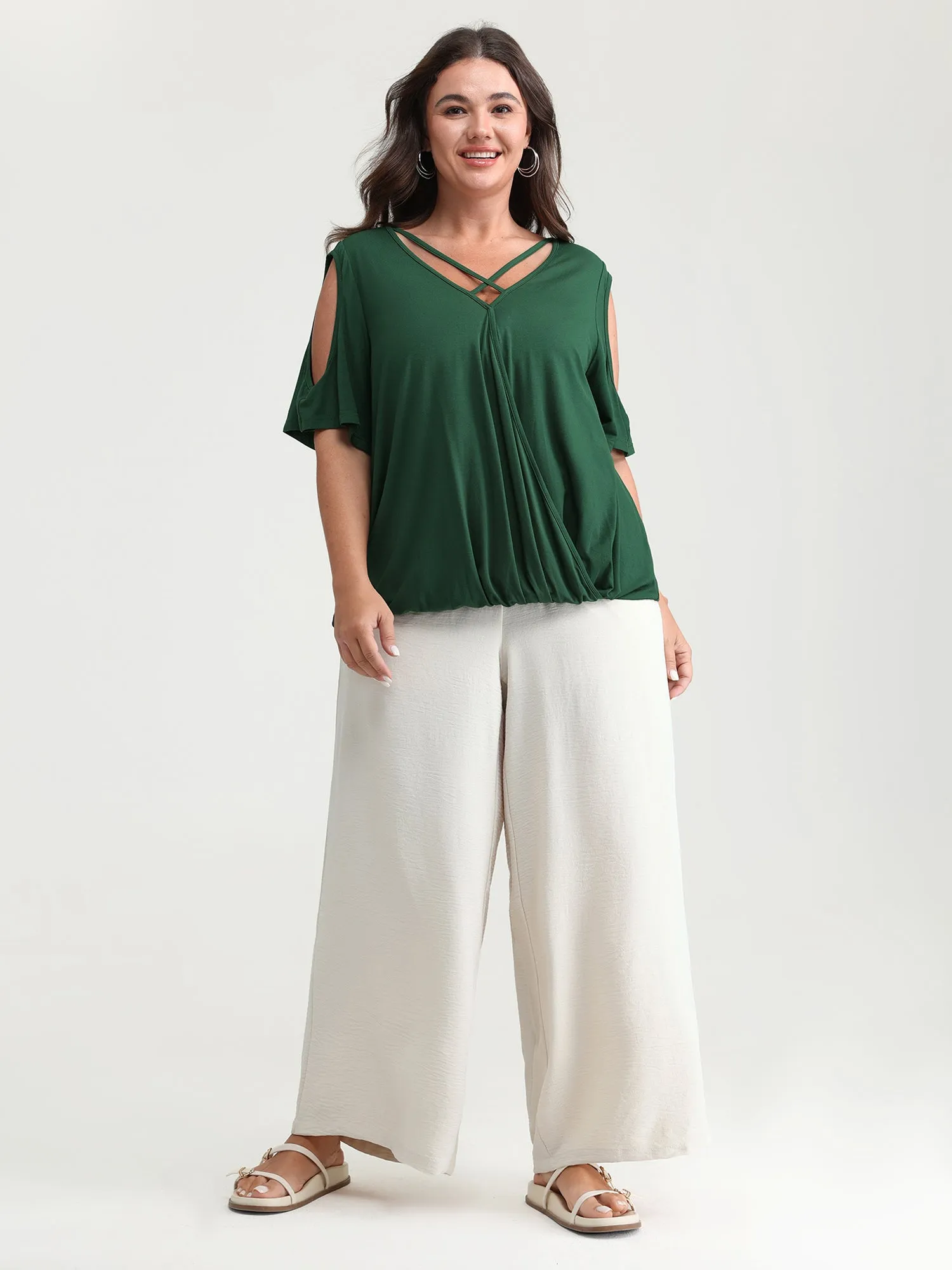 Supersoft Cold-Shoulder Knit Flowy Top sold by Bloomchic product image thumbnail 3