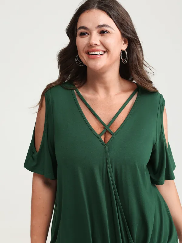 Supersoft Cold-Shoulder Knit Flowy Top made by Bloomchic