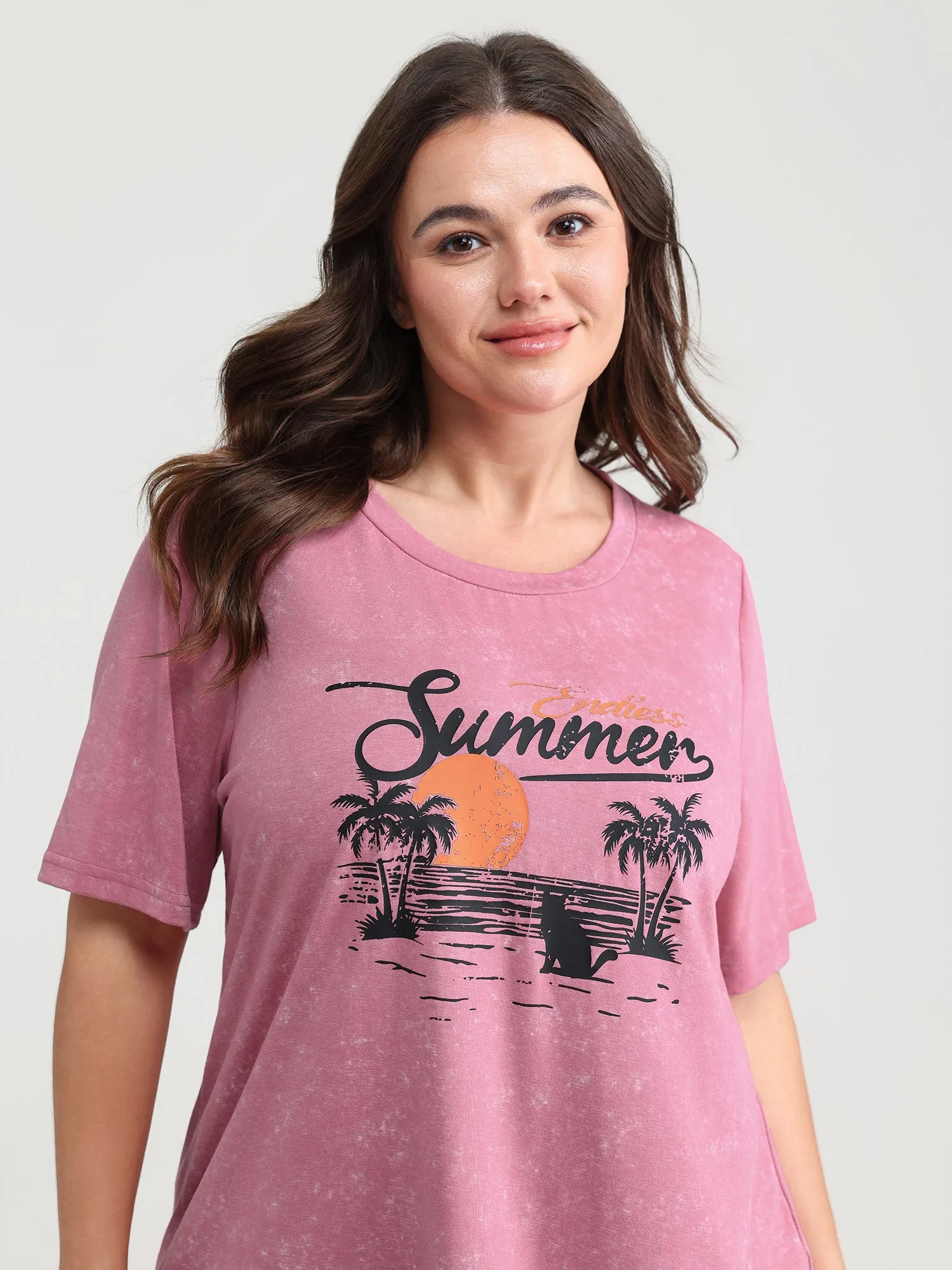 Summer-Ready Print Snowflake Effect T-Shirt sold by Bloomchic