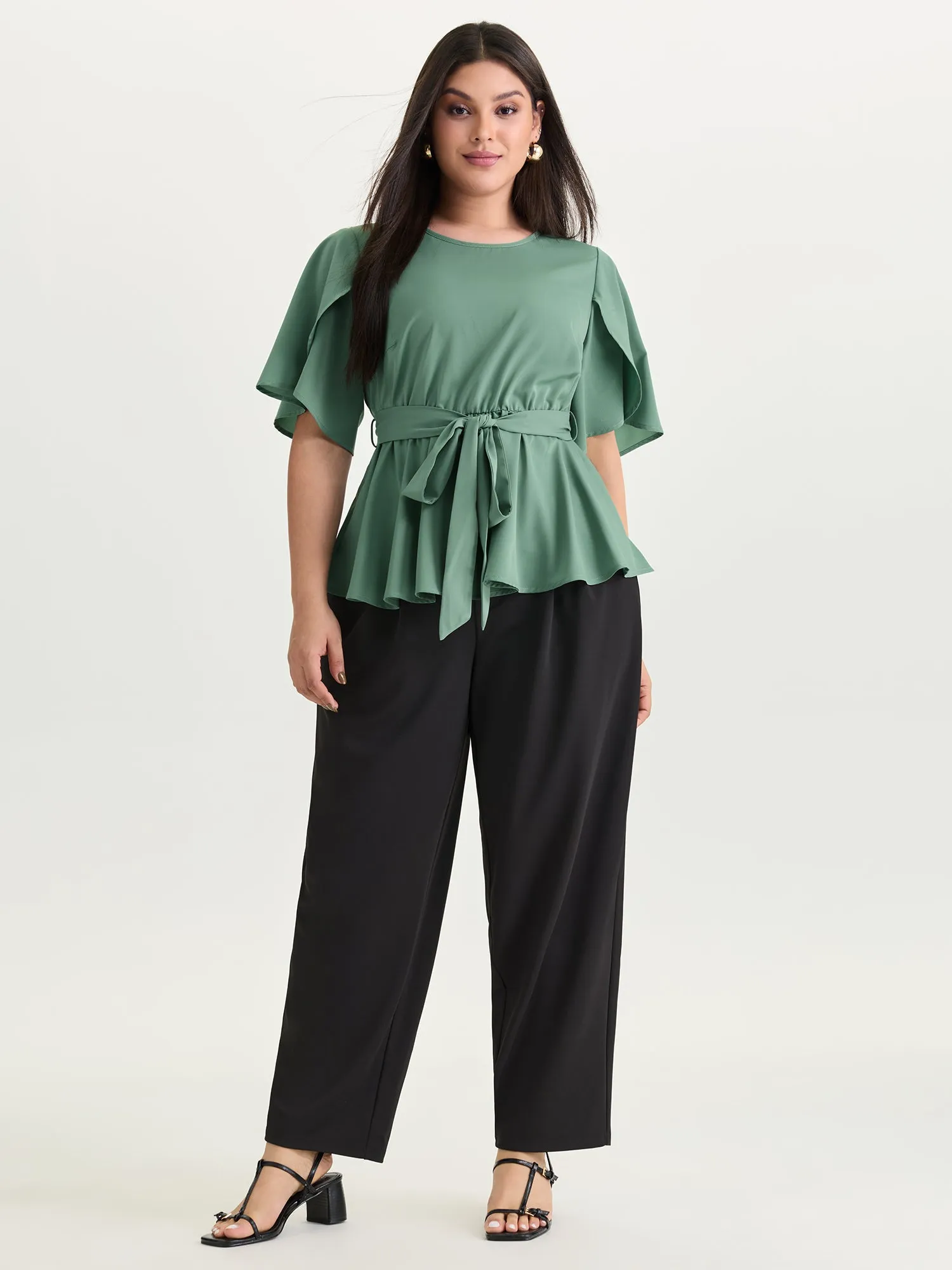 Pastel Flowy Petal Sleeve Tie Blouse sold by Bloomchic product image thumbnail 3