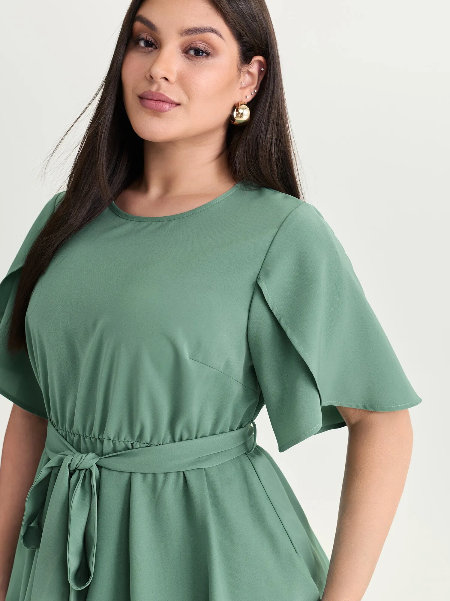 Pastel Flowy Petal Sleeve Tie Blouse sold by Bloomchic product image thumbnail 2