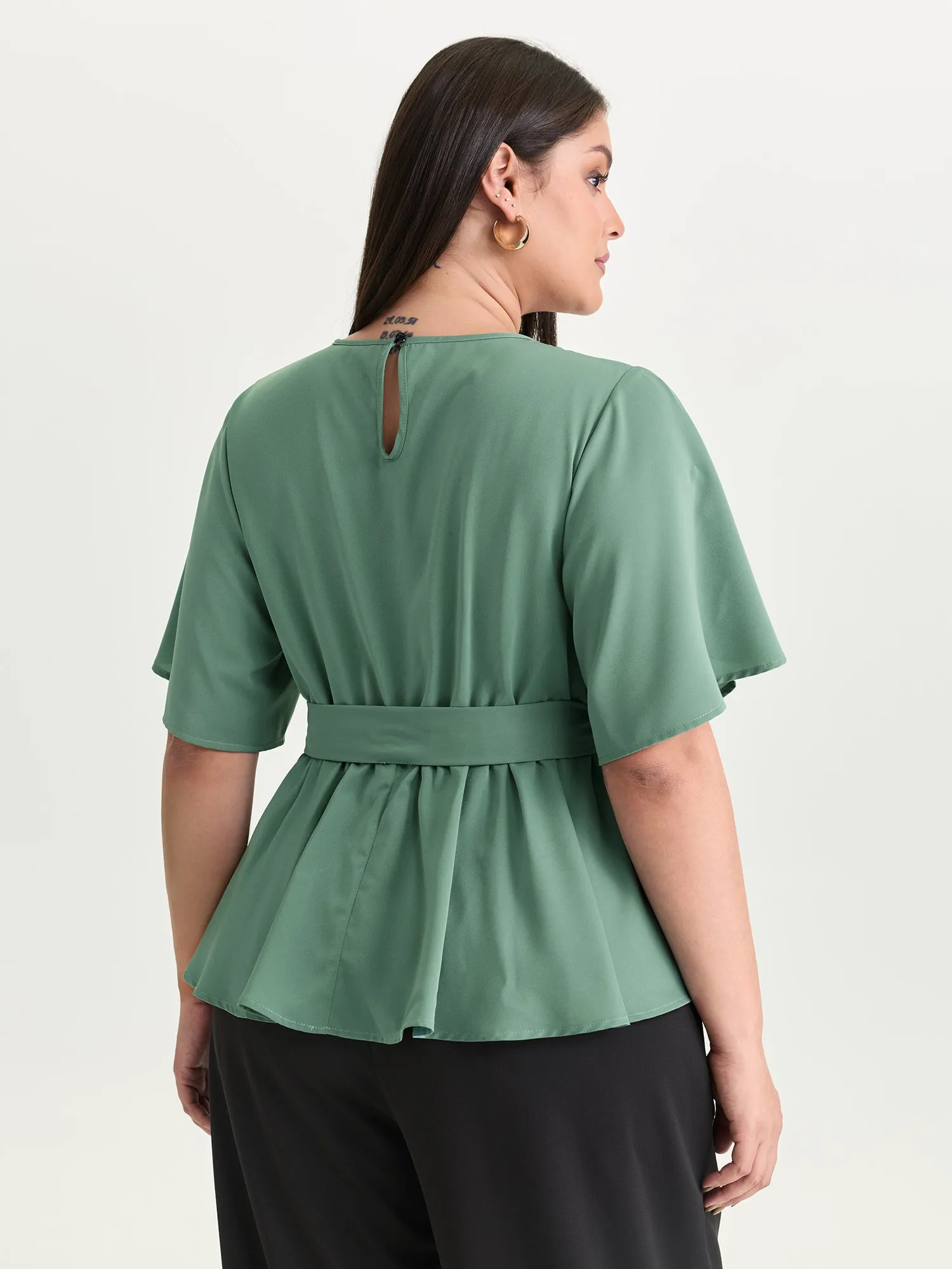 Pastel Flowy Petal Sleeve Tie Blouse sold by Bloomchic product image thumbnail 4