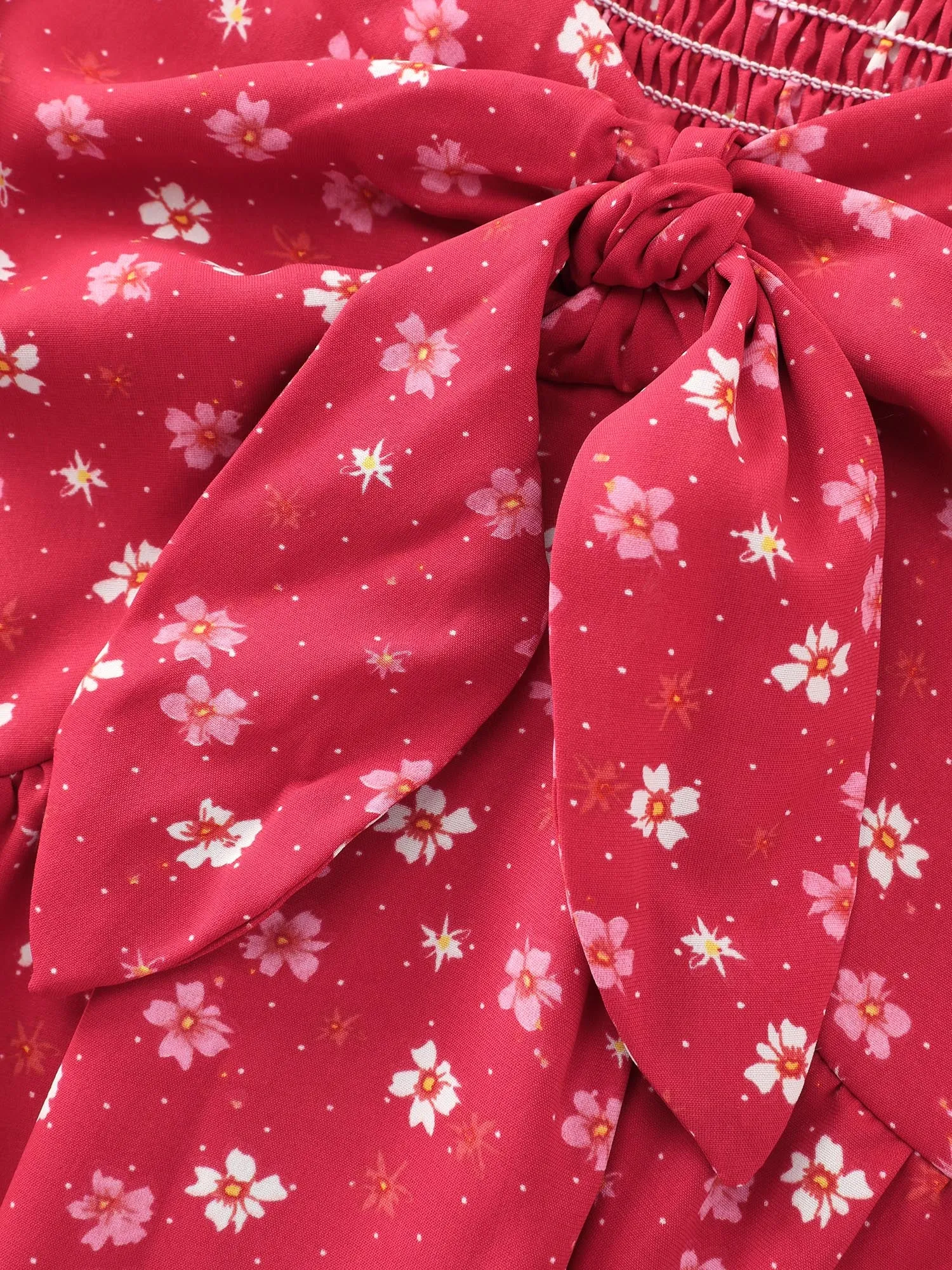 Romantic Summer Floral Print Tie Midi Dress sold by Bloomchic product image thumbnail 5