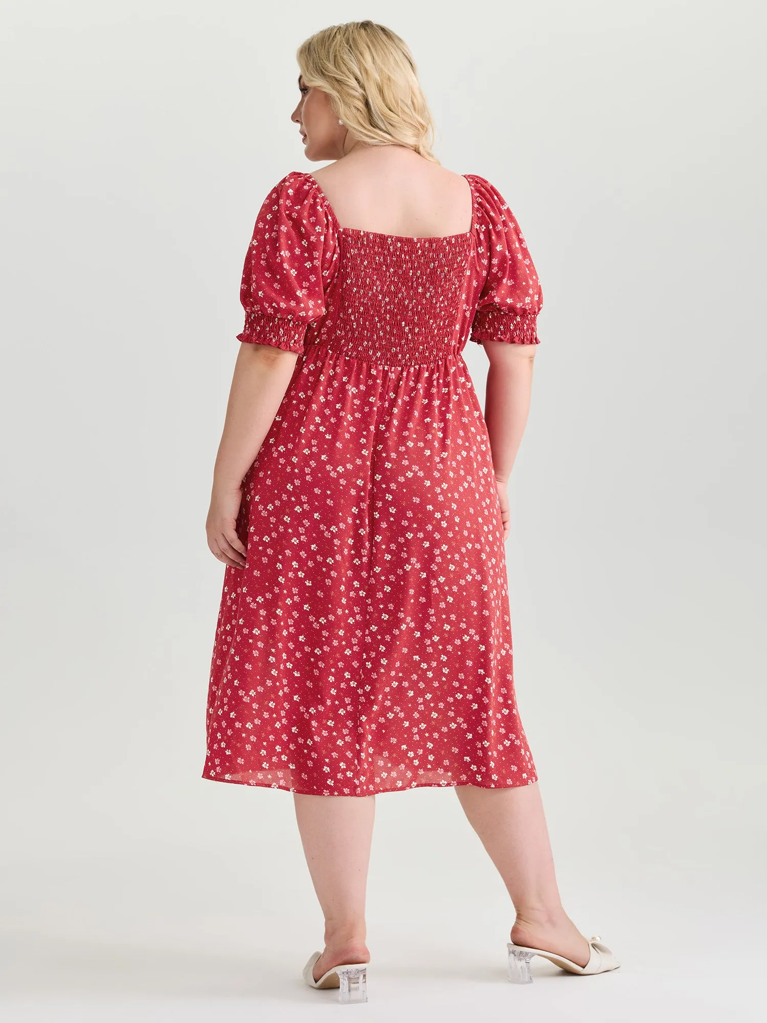 Romantic Summer Floral Print Tie Midi Dress sold by Bloomchic product image thumbnail 4