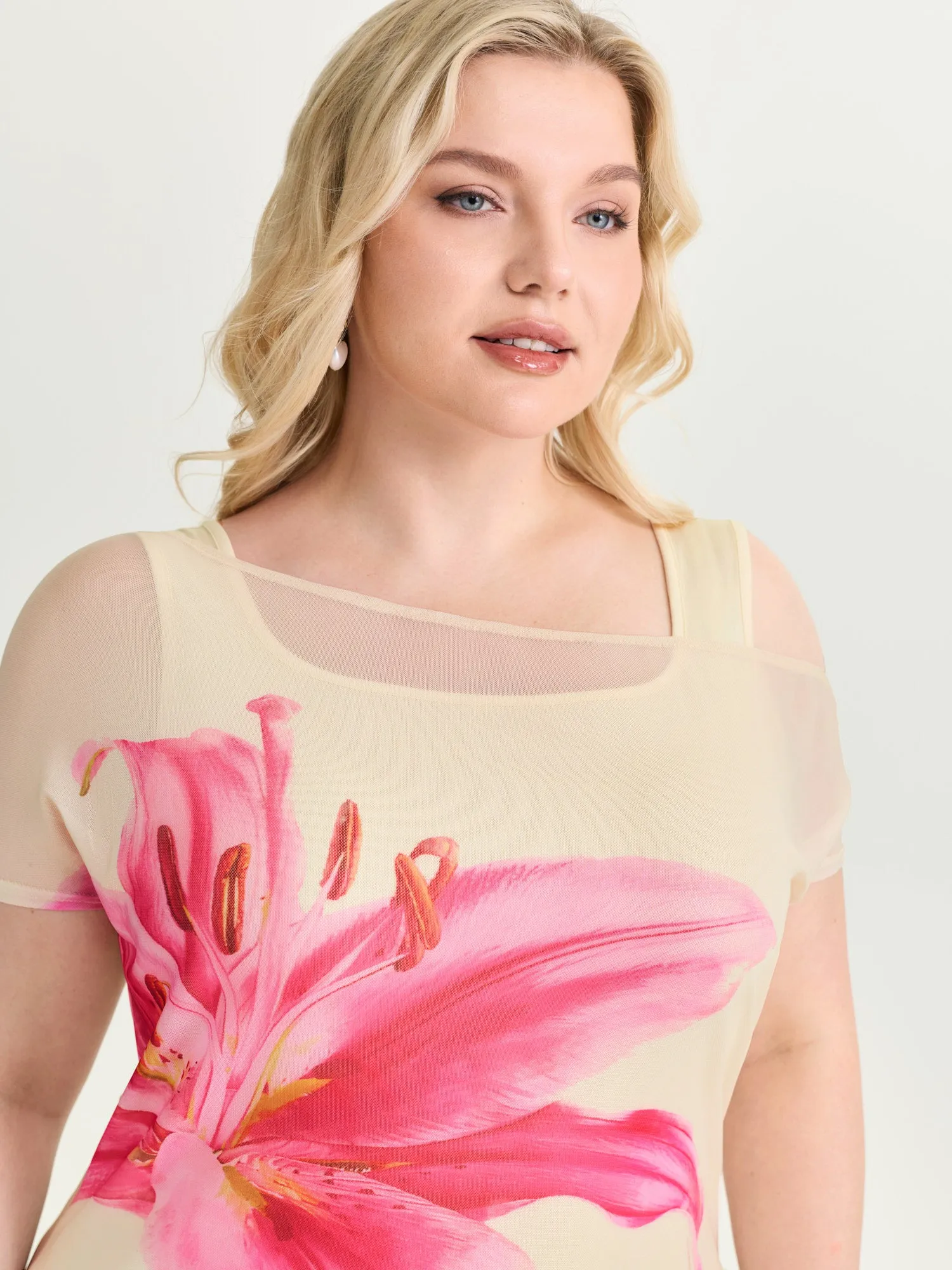 Floral Romance Mesh Layered Knit Top sold by Bloomchic product image thumbnail 2