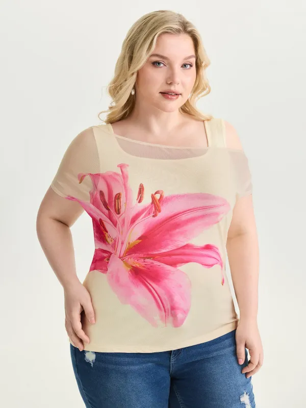 Floral Romance Mesh Layered Knit Top made by Bloomchic